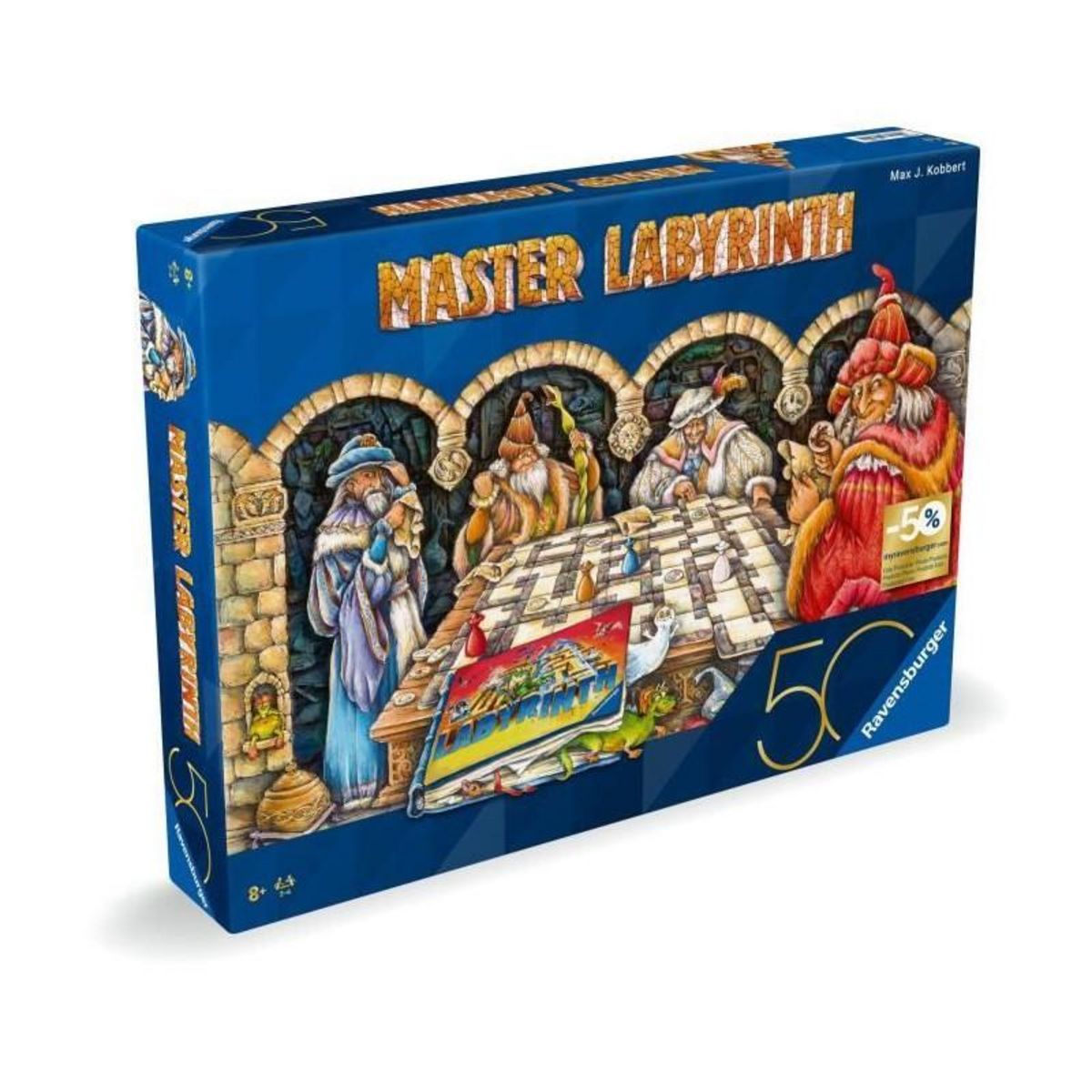 RAVENSBURGER Labyrinthe Master, Jeux de société, Jeu de réflexion famille, 2 a 4 joueurs des 8 ans, 22792, Edition 50 ans, Ravensburger