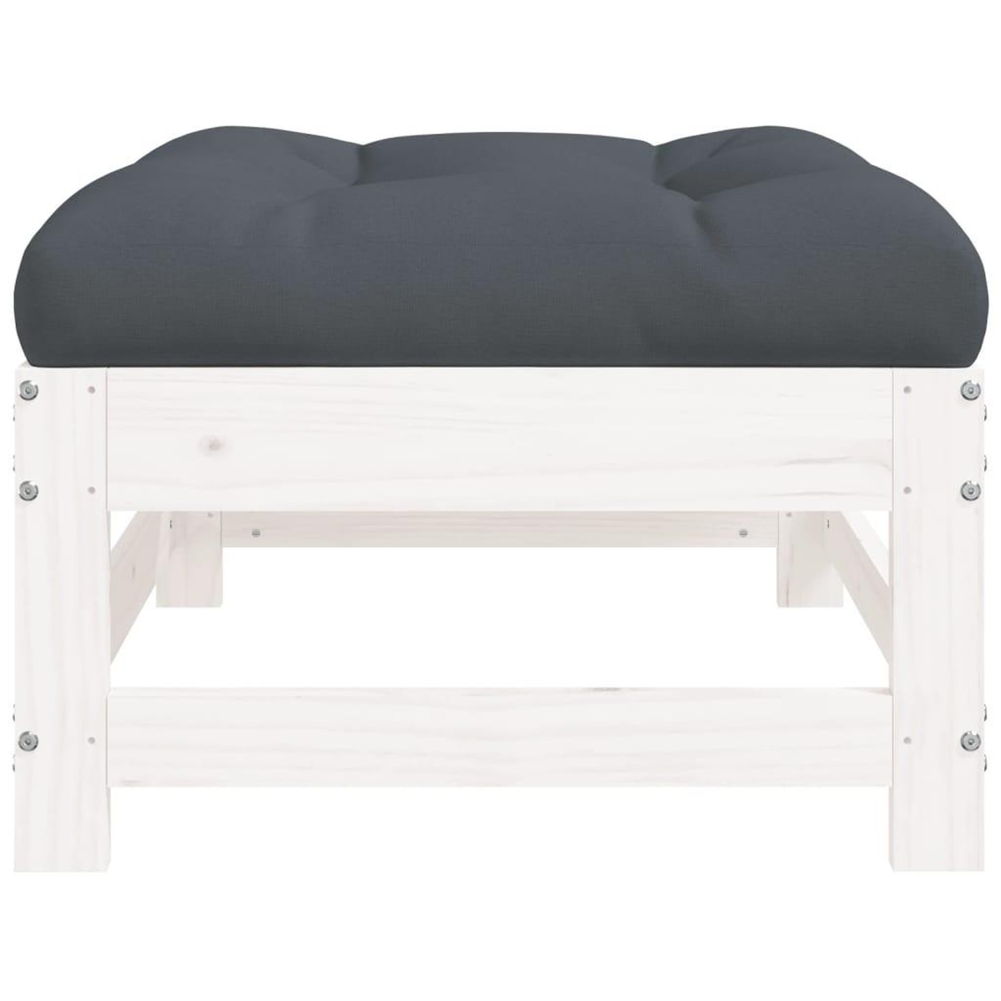 Voir la diapositive 4 : VIDAXL Repose-pied de jardin avec coussin blanc bois de pin massif