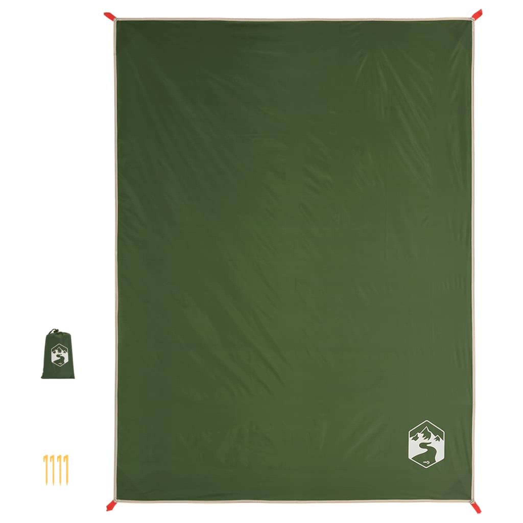 Voir la diapositive 3 : VIDAXL Couverture de pique-nique avec piquets vert 205x155 cm