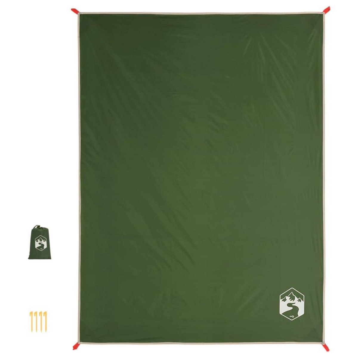 VIDAXL Couverture de pique-nique avec piquets vert 205x155 cm