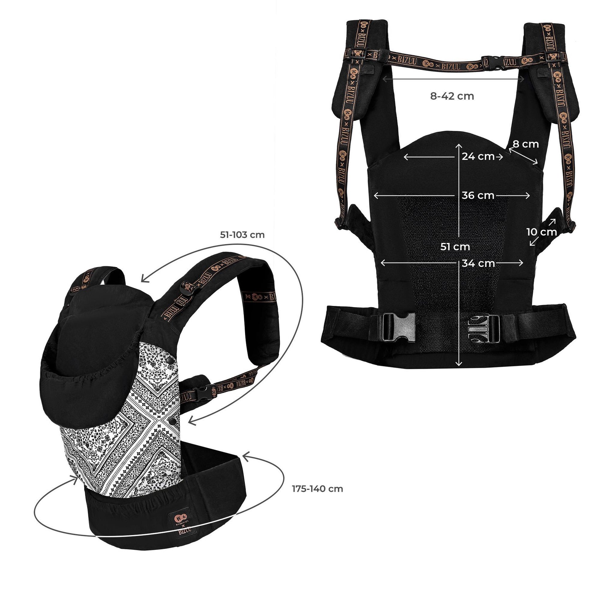 Voir la diapositive 6 : KINDERKRAFT Porte-bébé ergonomique réglable respirant