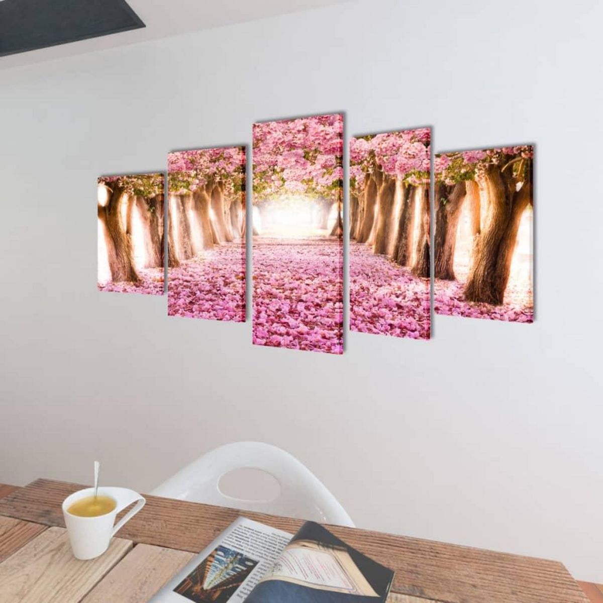 VIDAXL Set de toiles murales imprimees Cerisiers en fleurs 200 x 100 cm