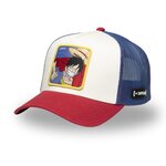 CAPSLAB Casquette trucker avec filet en sergé de coton One piece Luffy. Coloris disponibles : Blanc