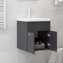 VIDAXL Armoire d'evier lavabo integre gris brillant bois d'ingenierie