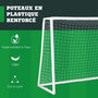 Voir la diapositive 5 : HOMCOM But de football cage de foot but futsal - dim. 180L x 92l x 124H cm - PVC blanc