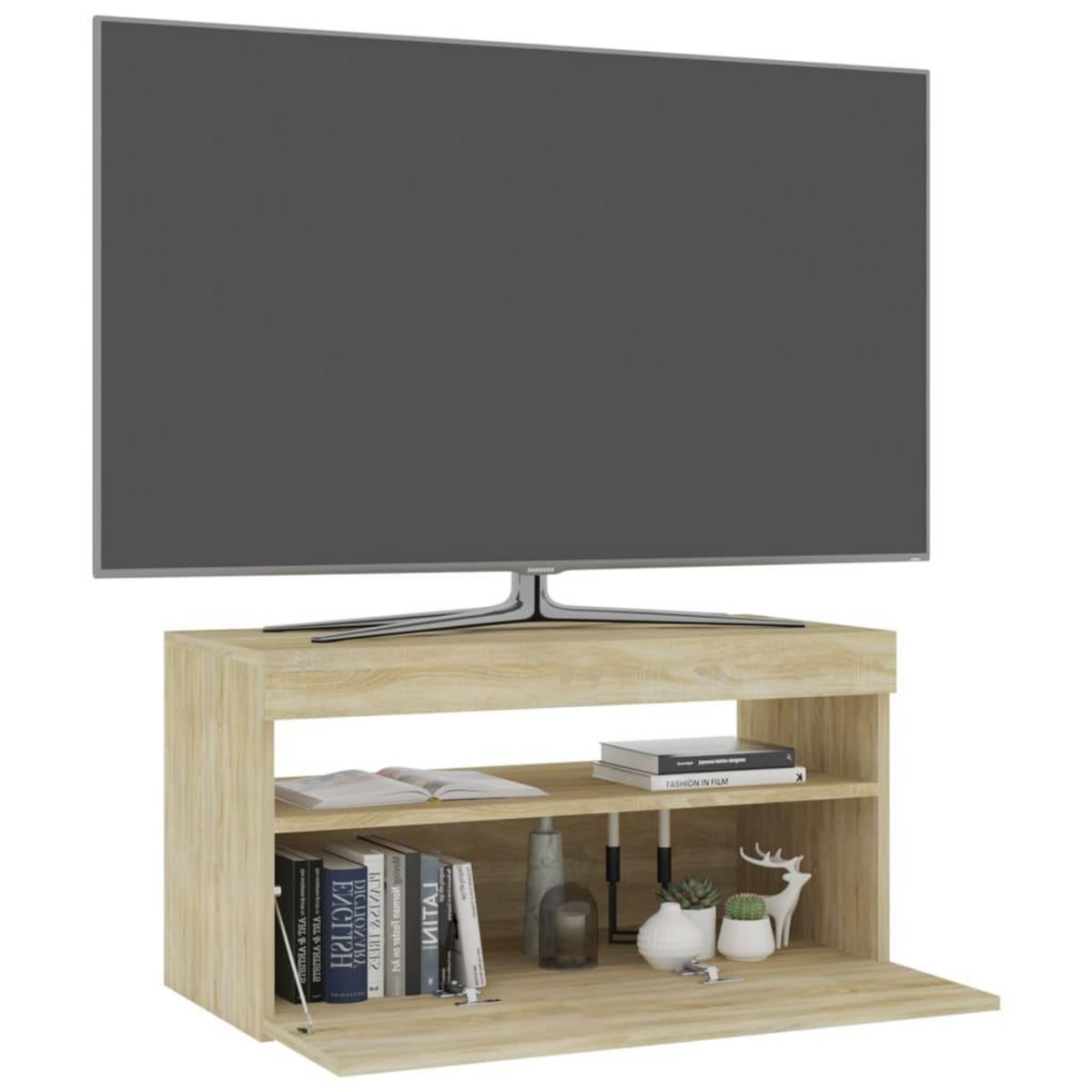 VIDAXL Meuble TV avec lumieres LED Chene sonoma 75x35x40 cm