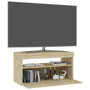 Voir la diapositive 3 : VIDAXL Meuble TV avec lumieres LED Chene sonoma 75x35x40 cm