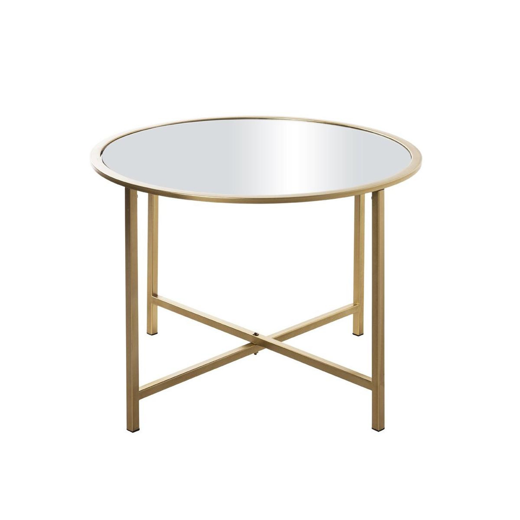 Voir la diapositive 3 : Paris Prix Table d'Appoint Design  Miroir  60cm Or