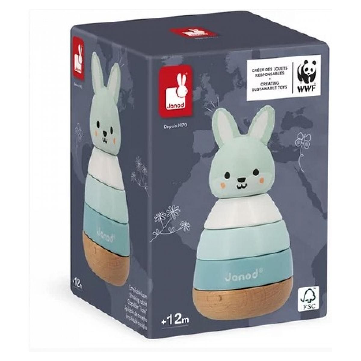 Juratoys-Janod Empilable Lapin en bois WWF