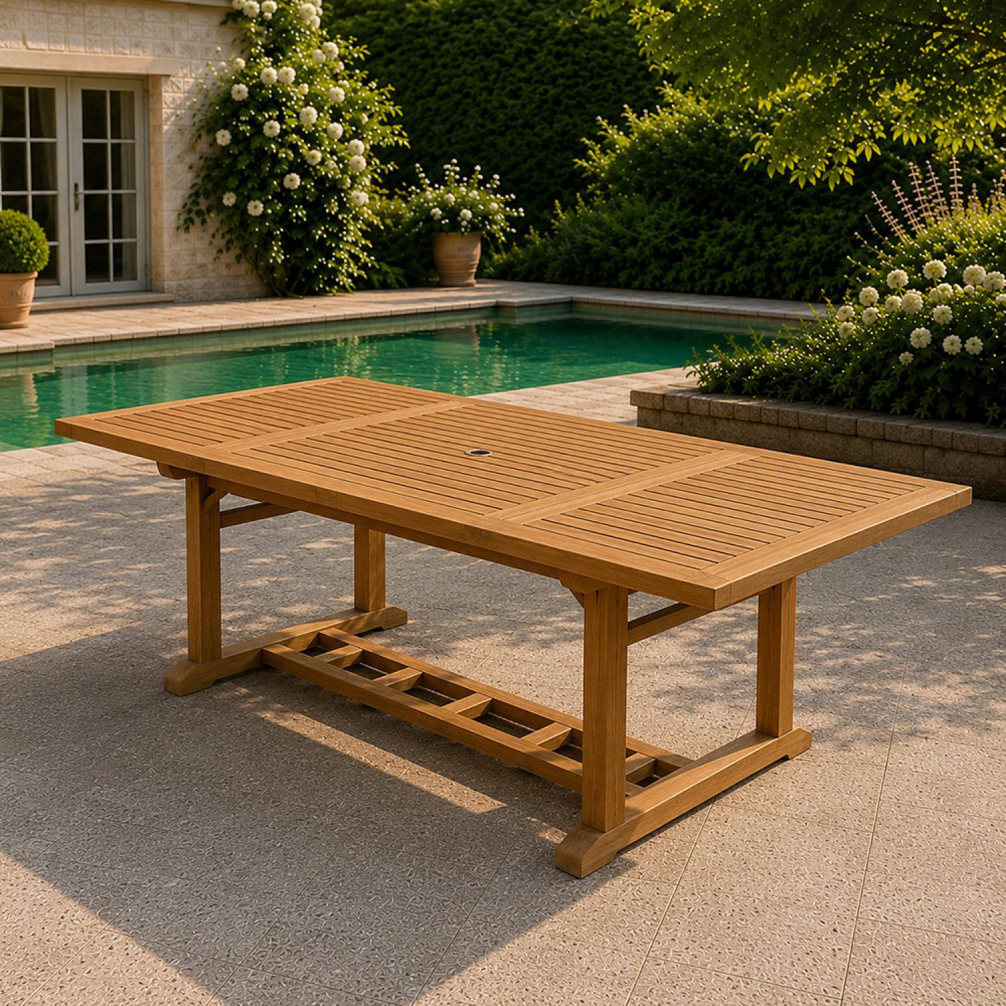 Voir la diapositive 4 : CONCEPT USINE Table en teck rectangulaire extensible 170 cm