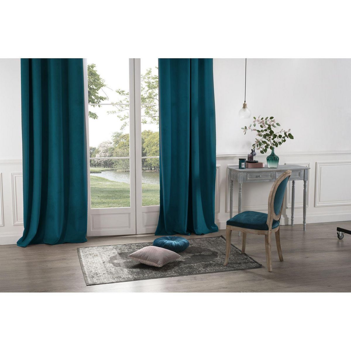 TOILINUX Lot de 2 Rideaux occultants en polyester effet velours