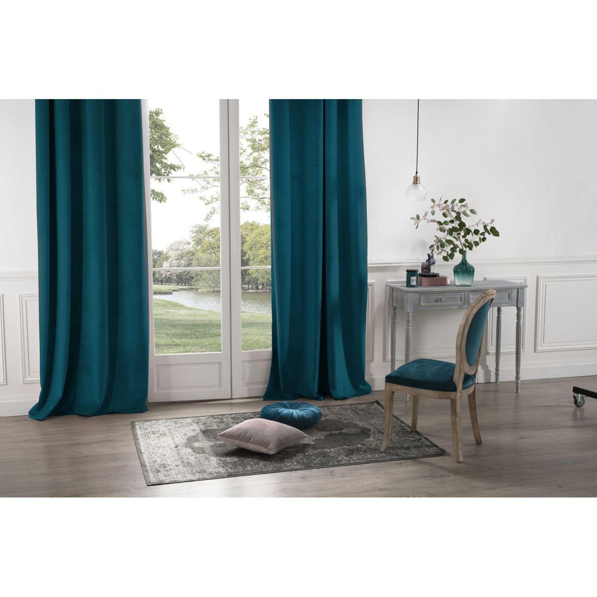 TOILINUX Lot de 2 Rideaux occultants en polyester effet velours