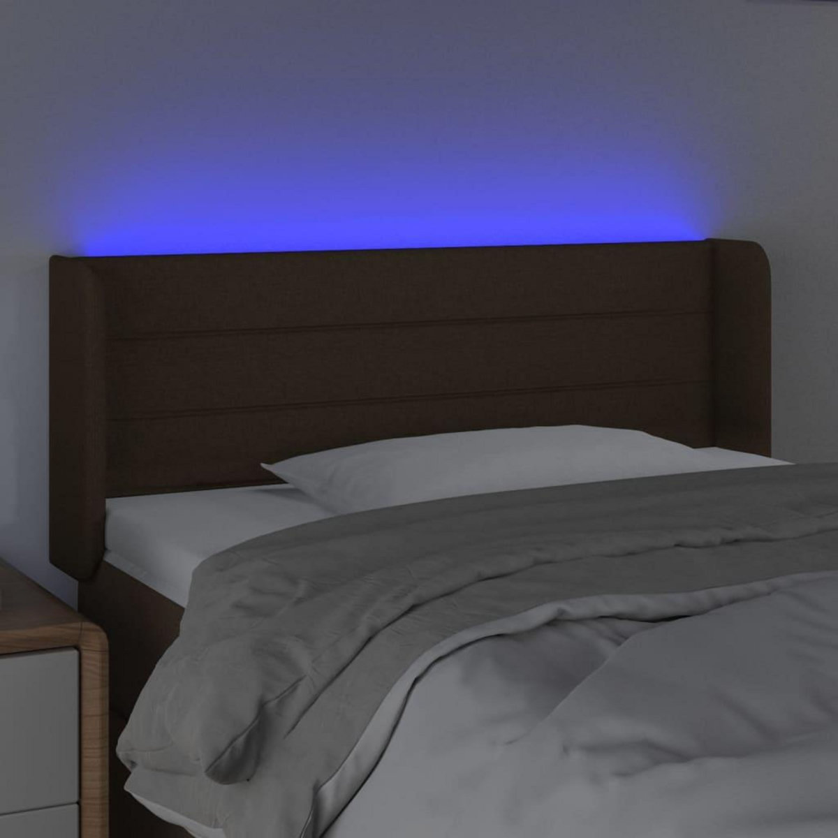 VIDAXL Tete de lit a LED Marron fonce 103x16x78/88 cm Tissu