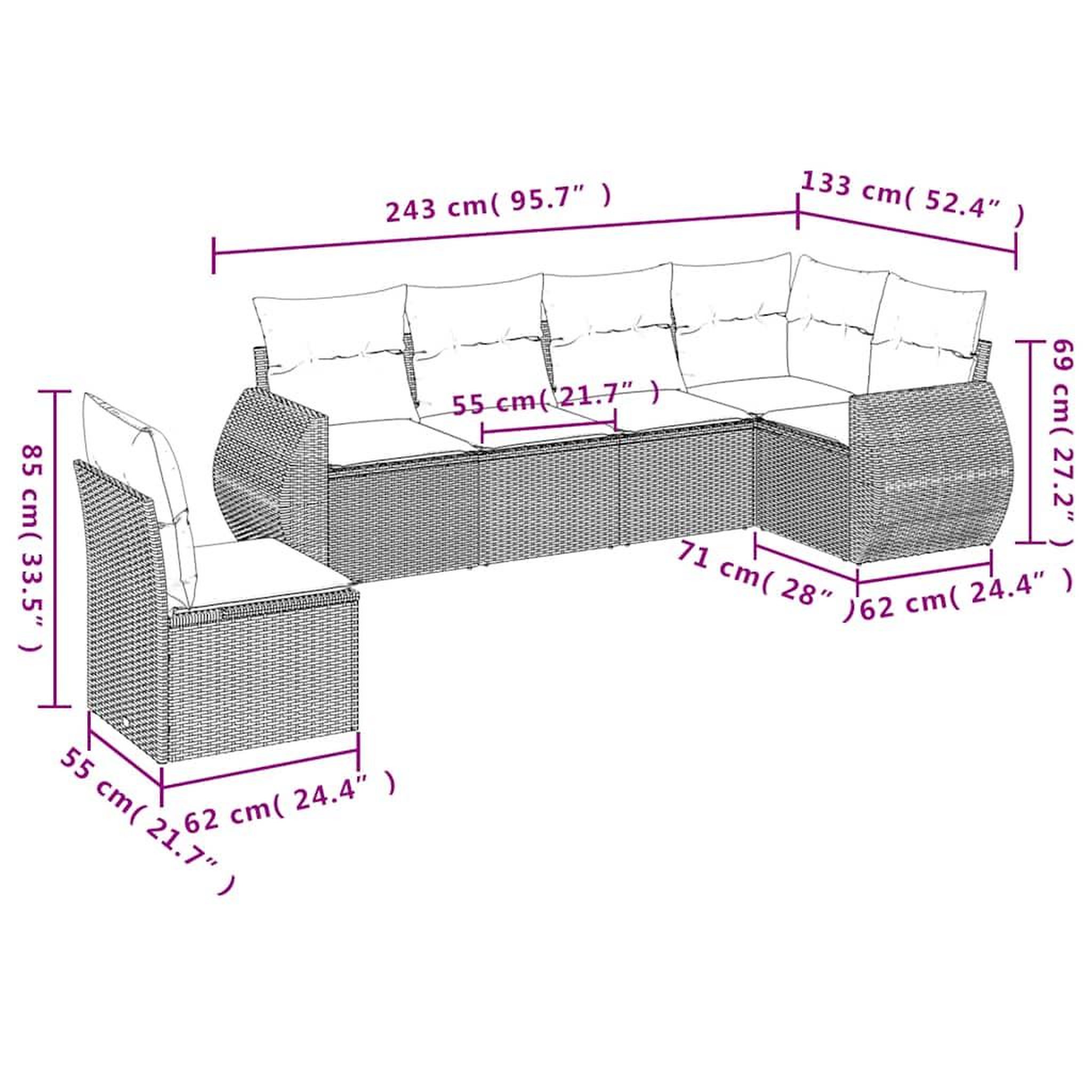 Voir la diapositive 6 : VIDAXL Salon de jardin 6 pcs avec coussins gris clair resine tressee