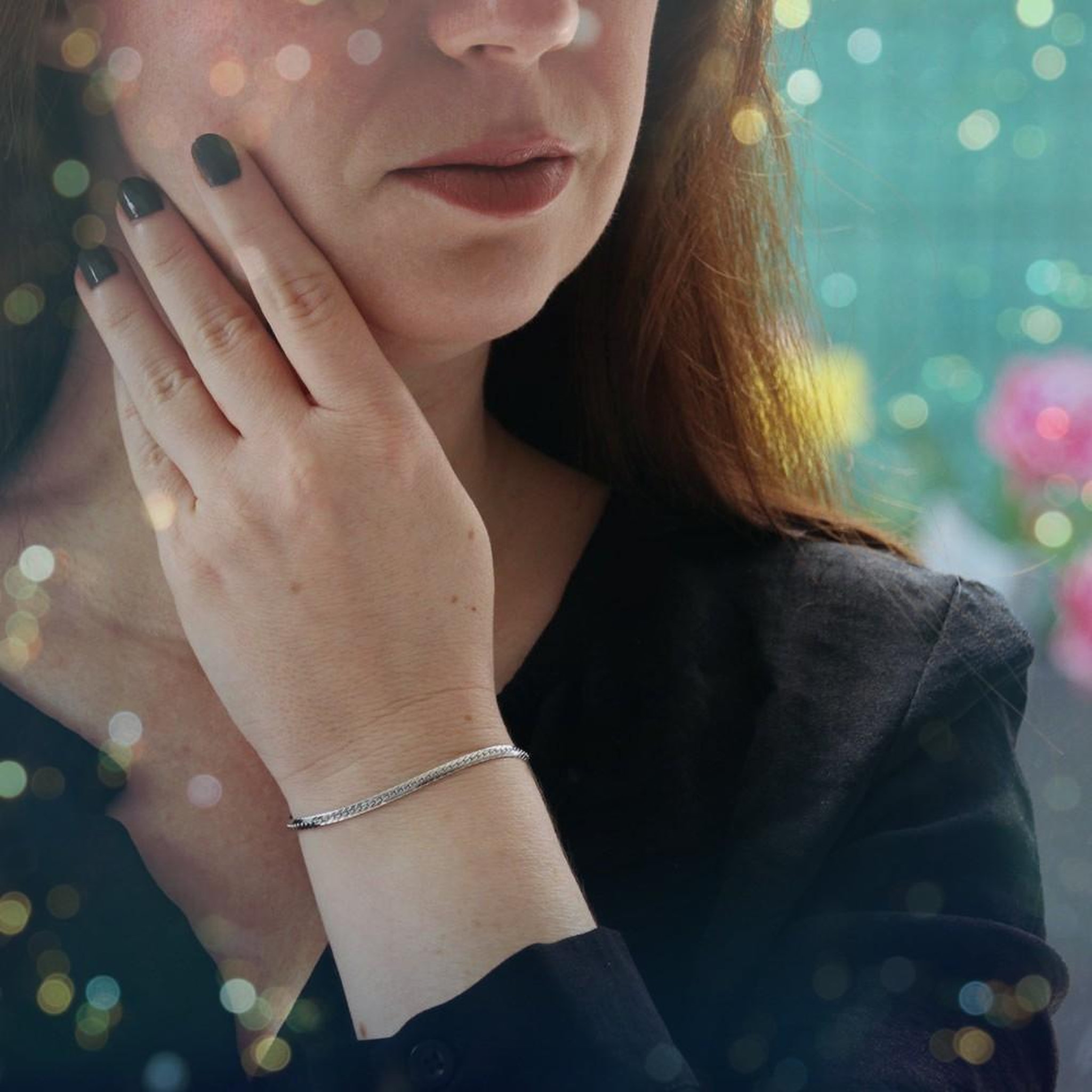Voir la diapositive 2 : L'ATELIER D'AZUR Bracelet Or Blanc Maille Anglaise - Femme