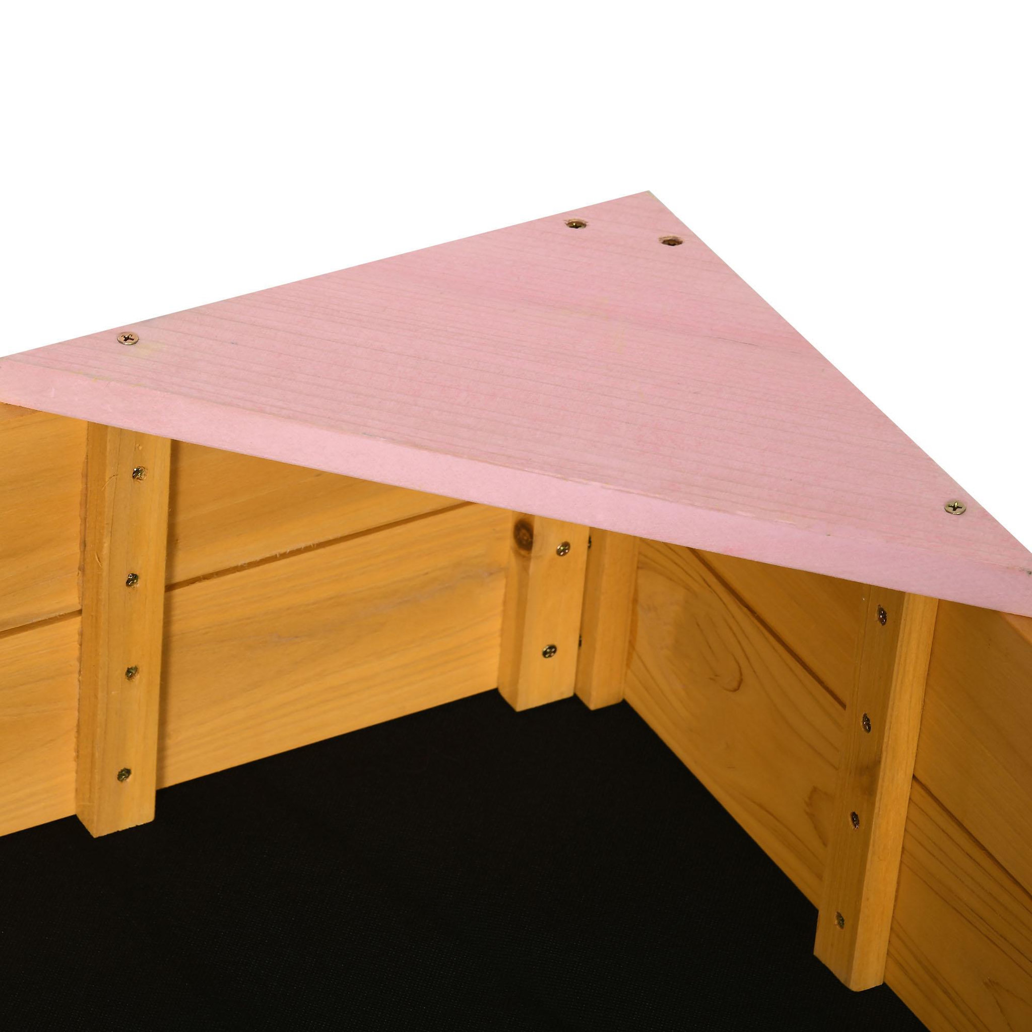 Voir la diapositive 4 : OUTSUNNY Bac à sable carré en bois pour enfants 4 assises en coin et film protection 109 x 109 x 19,8 cm bois naturel