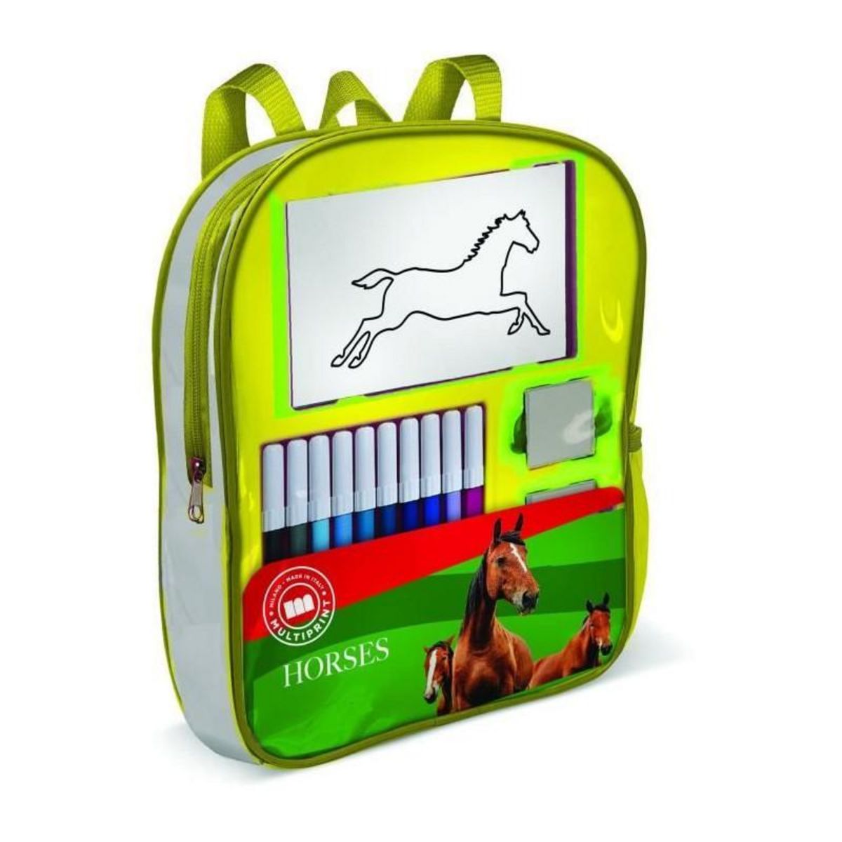 Multiprint Sac a dos garni - MULTIPRINT - 24895 - 4 tampons Les Chevaux
