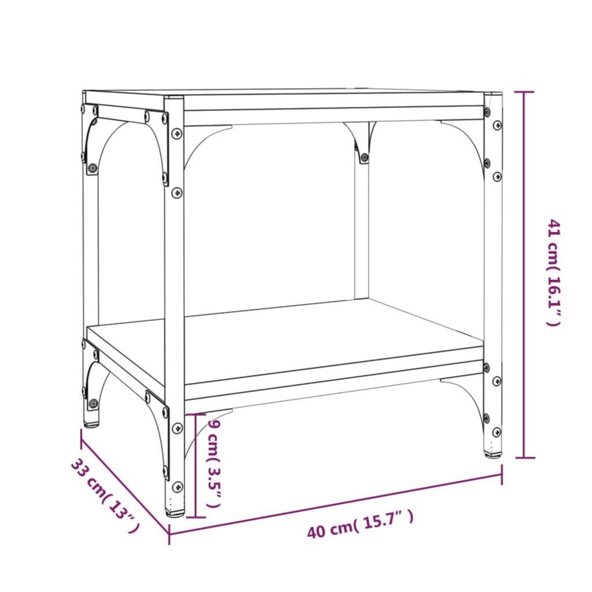VIDAXL Meuble TV Chene fume 40x33x41 cm Bois d'ingenierie et acier