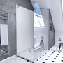 Aurlane Ensemble complet douche à l'Italiennne avec Receveur 90x120 + Paroi miroir + Panneaux muraux blanc