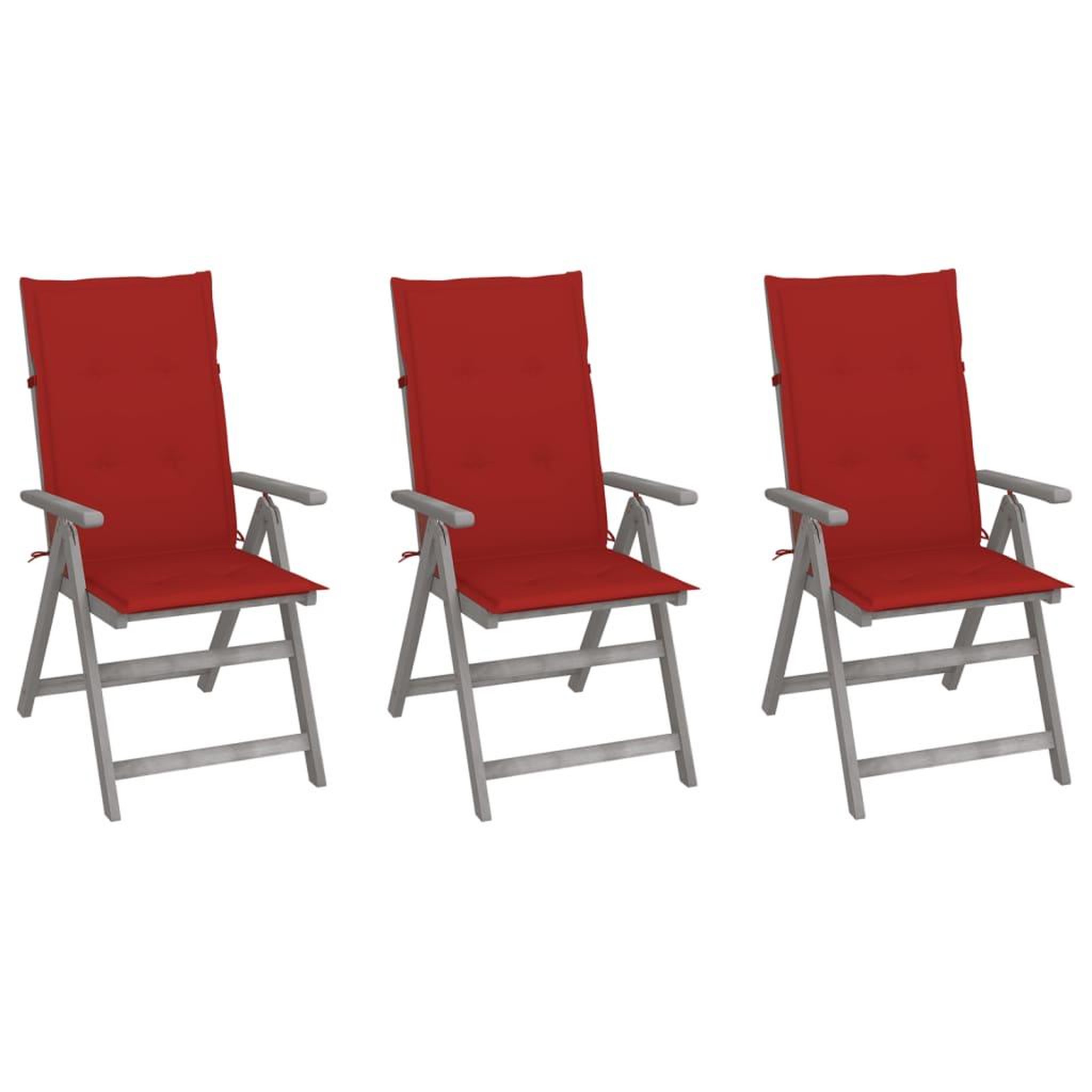 VIDAXL Chaises inclinables de jardin lot de 3 et coussins Bois acacia