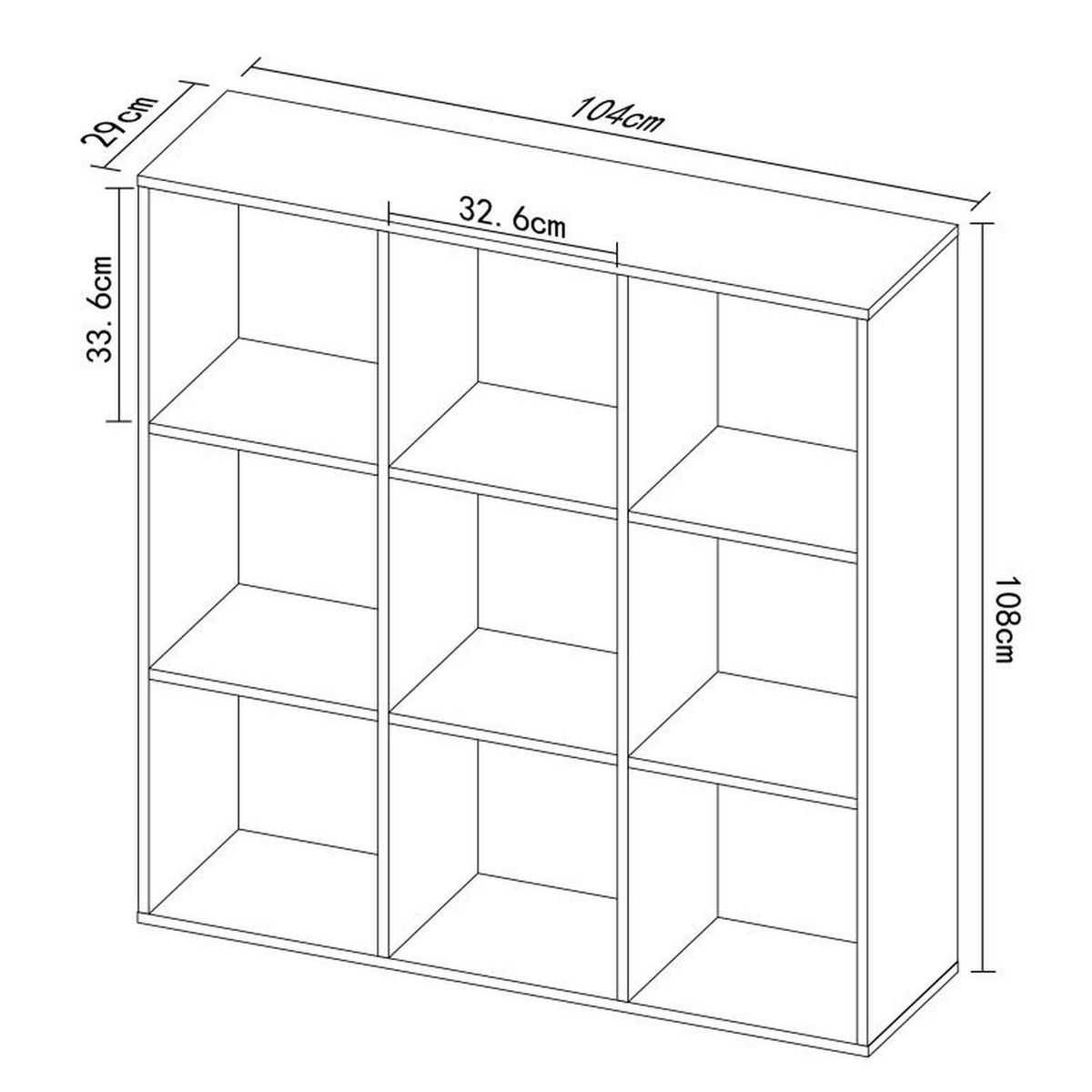 TOILINUX Etagère 9 cases - 104x29x108cm - Blanc