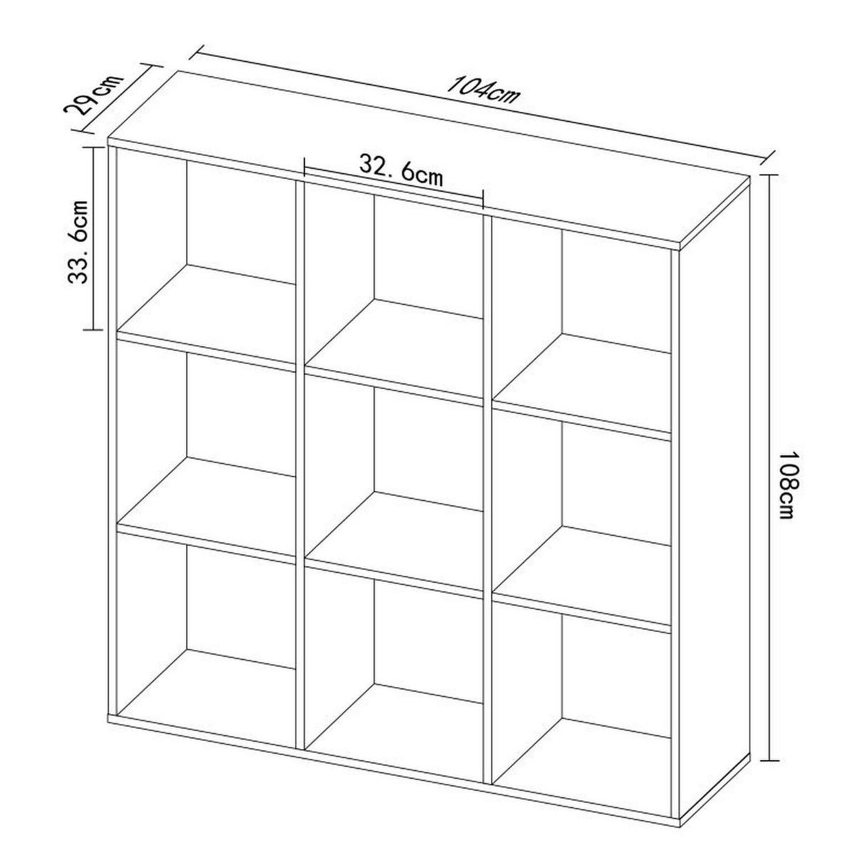 TOILINUX Etagère 9 cases - 104x29x108cm - Blanc