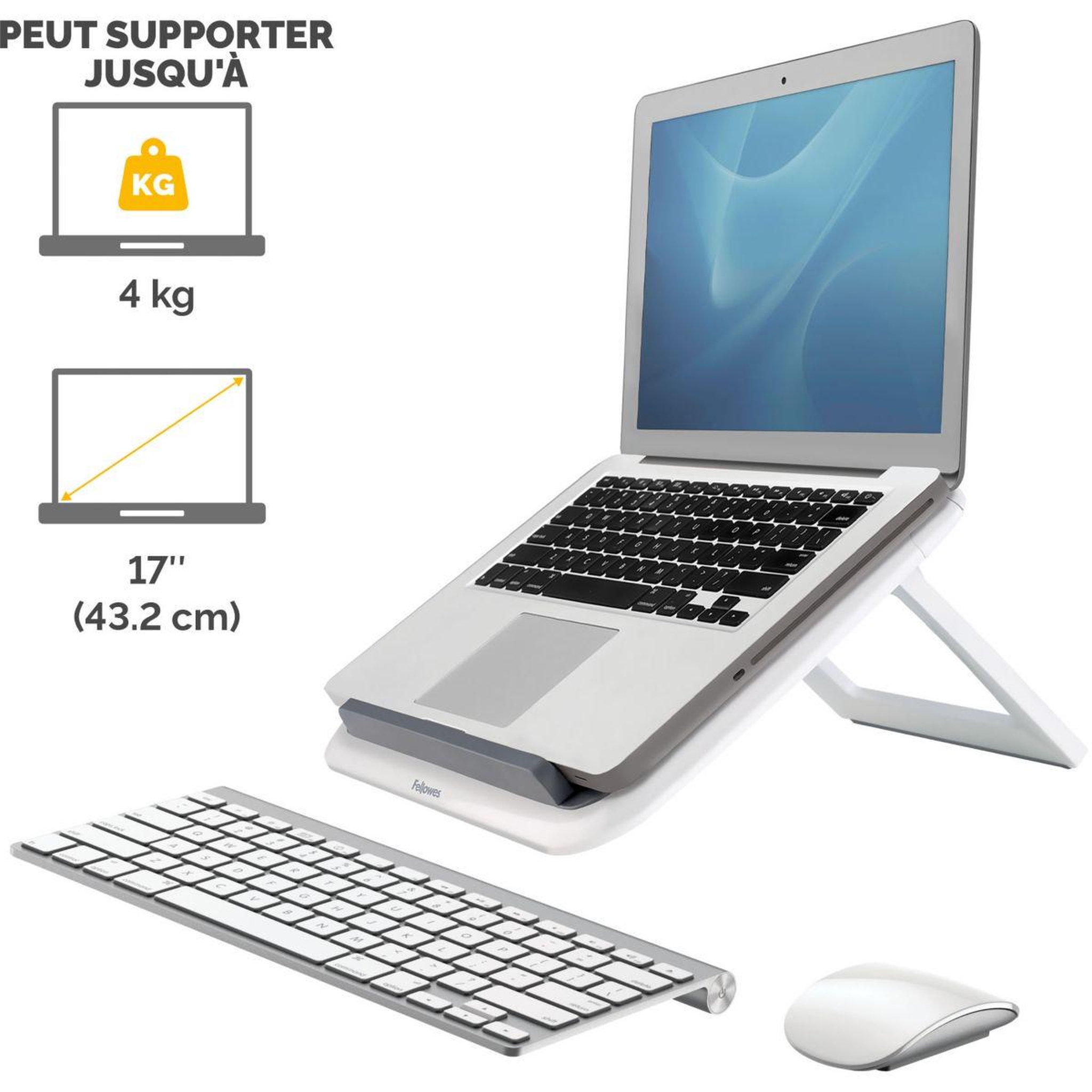 Voir la diapositive 3 : Fellowes SUPPORT pc portable ergonomique Quicklift I blan
