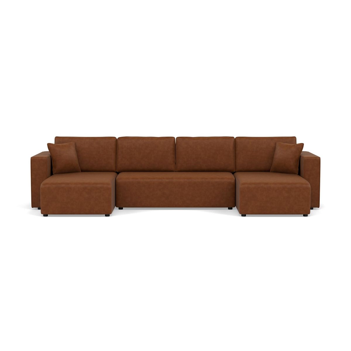 BEST MOBILIER Topaze - canapé panoramique en u 7 places convertible avec coffre en simili