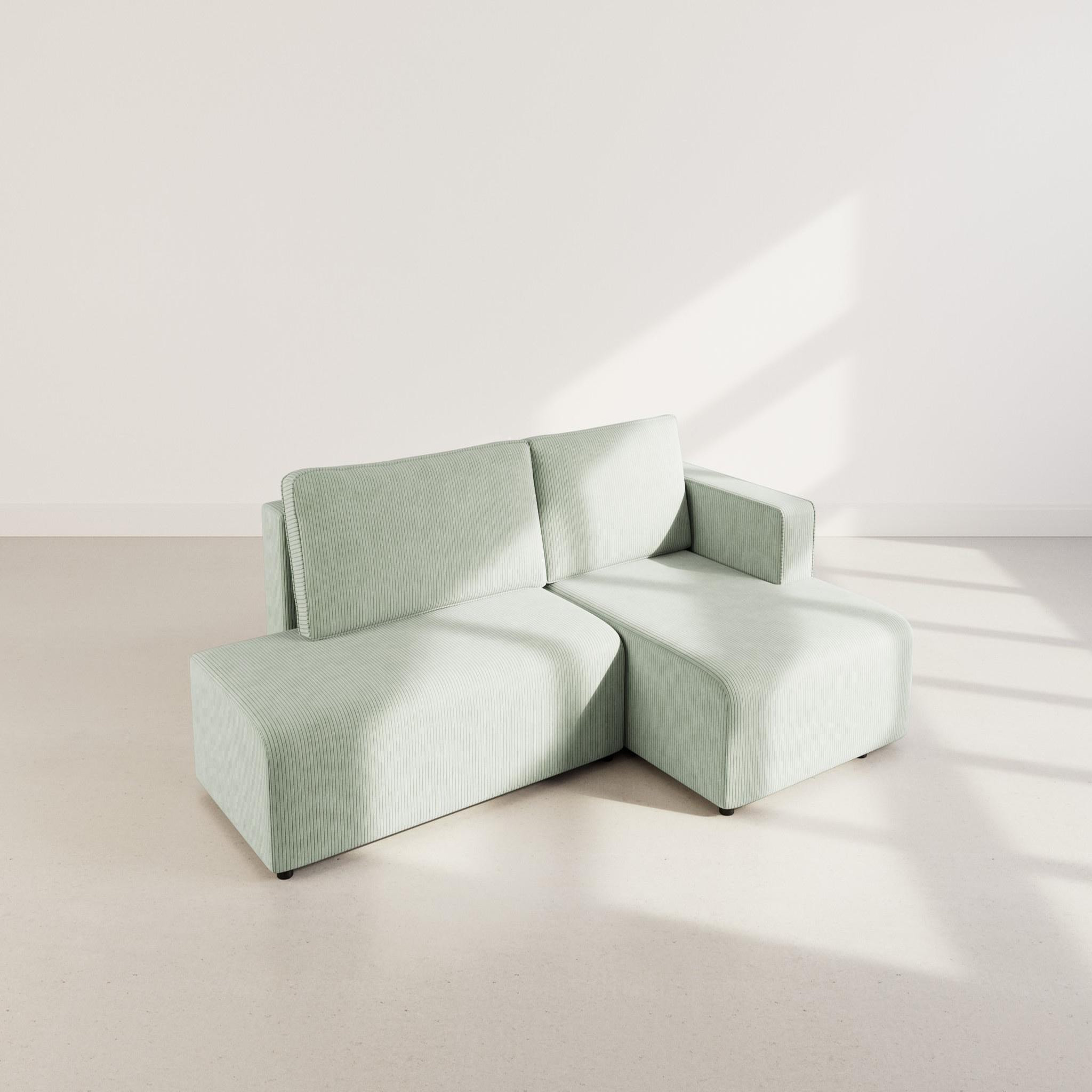 Voir la diapositive 6 : BEST MOBILIER Topaze - canapé d'angle droit 4 places convertible avec coffre en velours côtelé