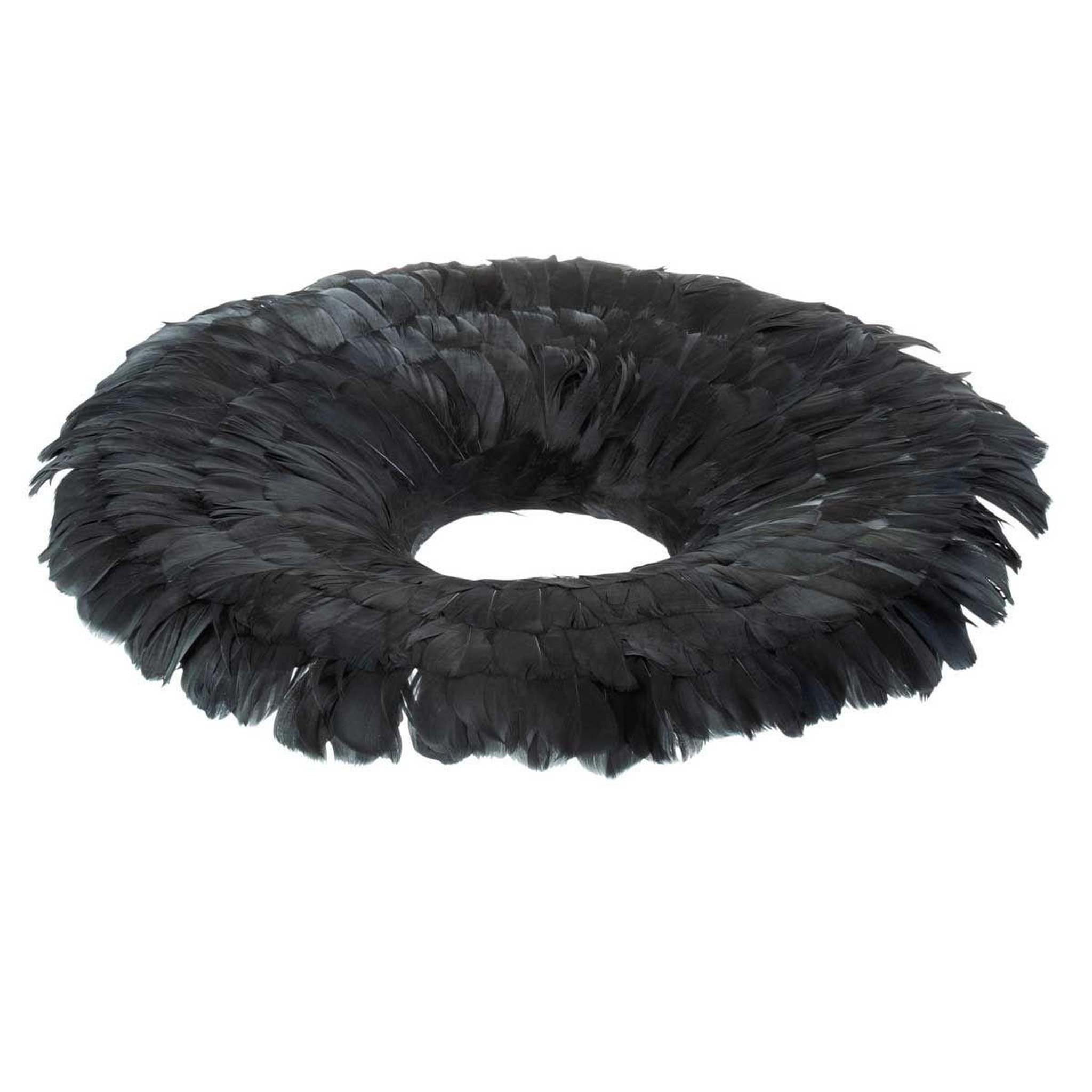 J-LINE Couronne déco  plumes  52cm noir