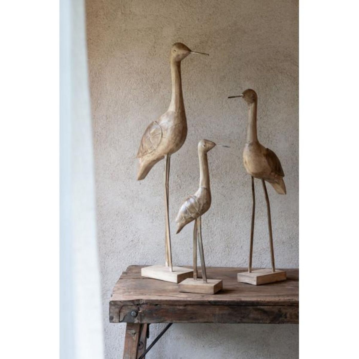 Paris Prix Statue Déco Oiseau en Bois  Denny  52cm Marron