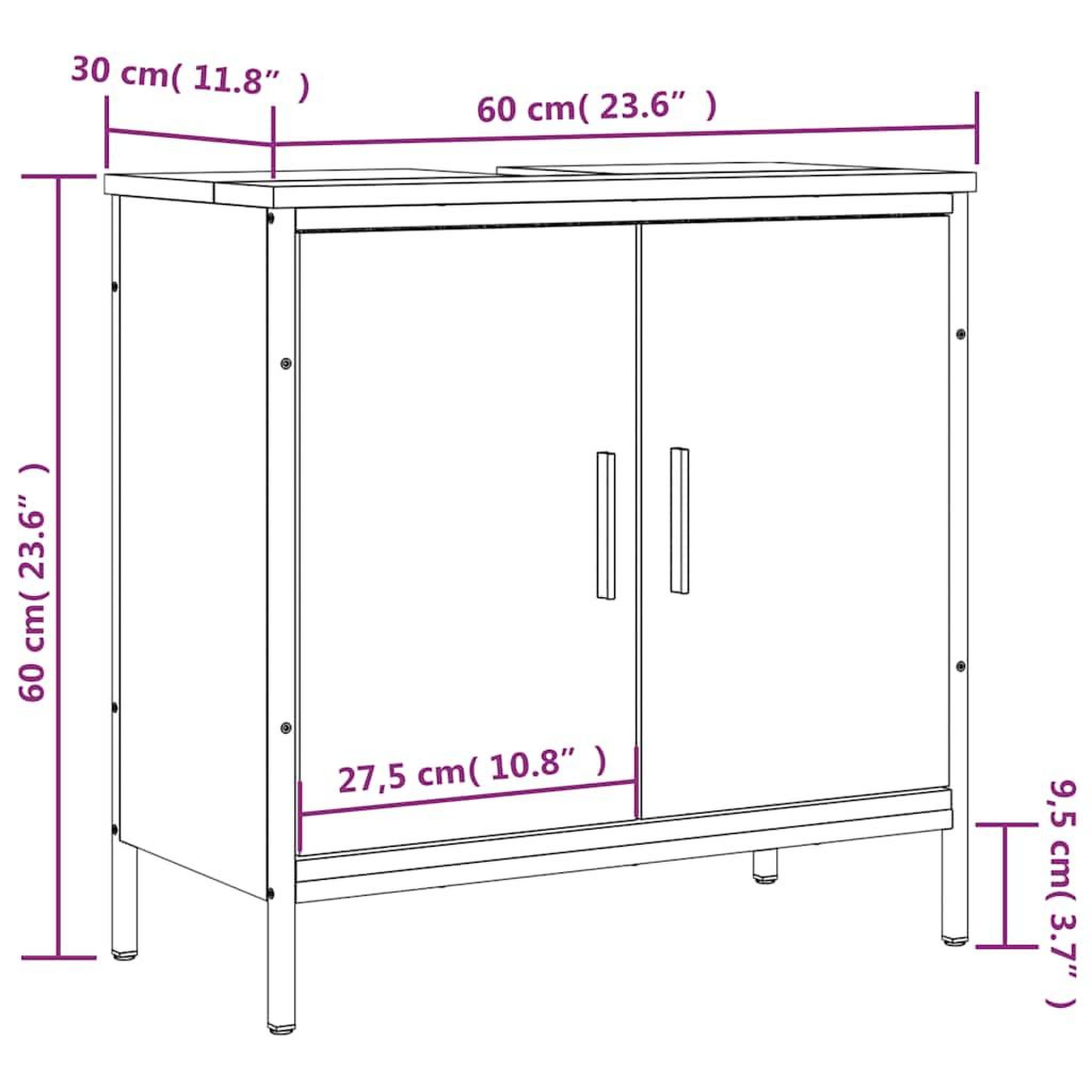 Voir la diapositive 6 : VIDAXL Armoire lavabo de salle de bain chene fume 60x30x60 cm