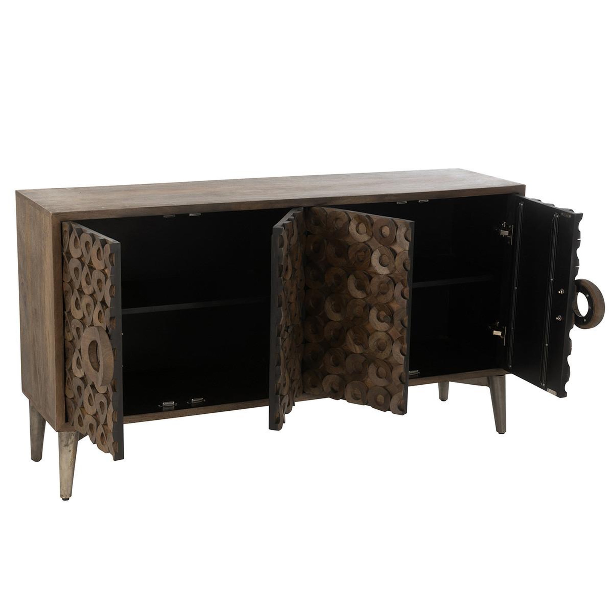 Voir la diapositive 5 : J-LINE Buffet 4 portes en bois  anderson  152cm marron