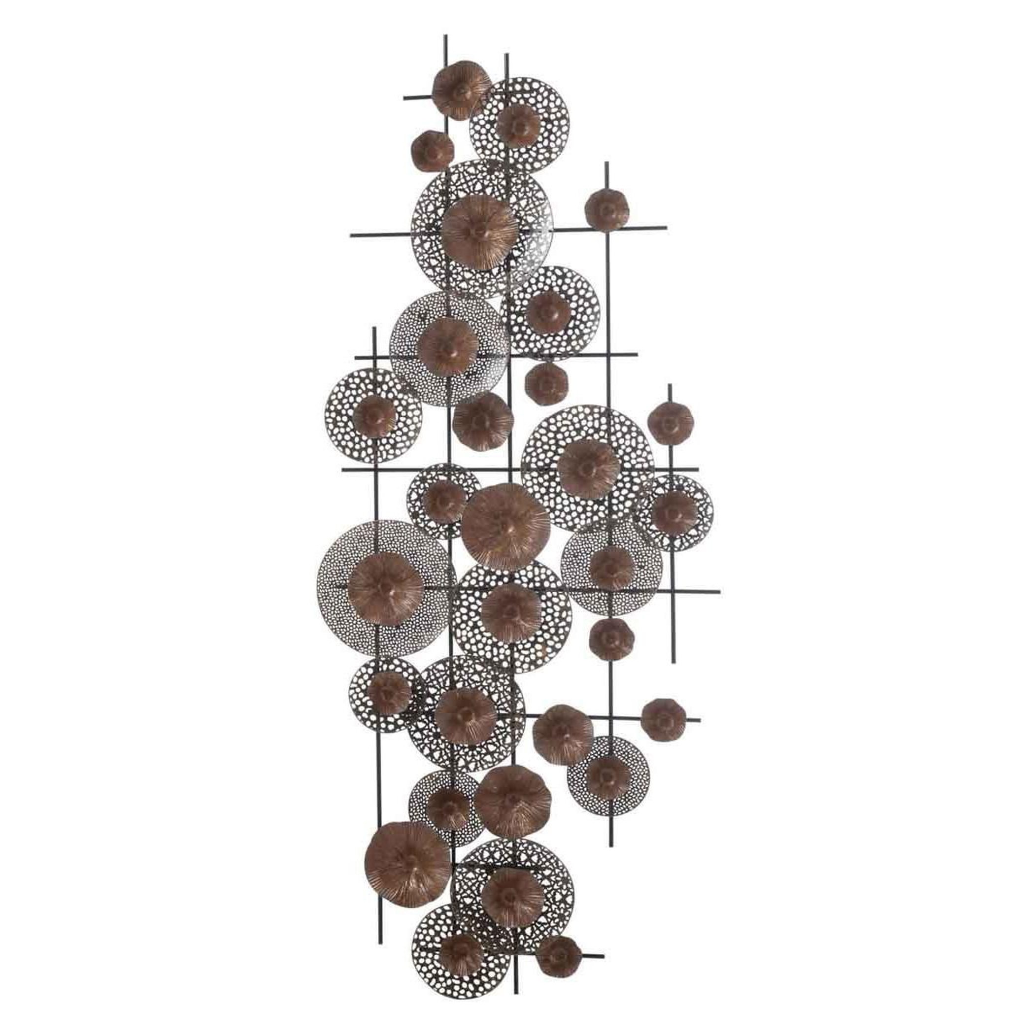 Voir la diapositive 1 : J-LINE Décoration murale  fleurs en métal  150cm marron
