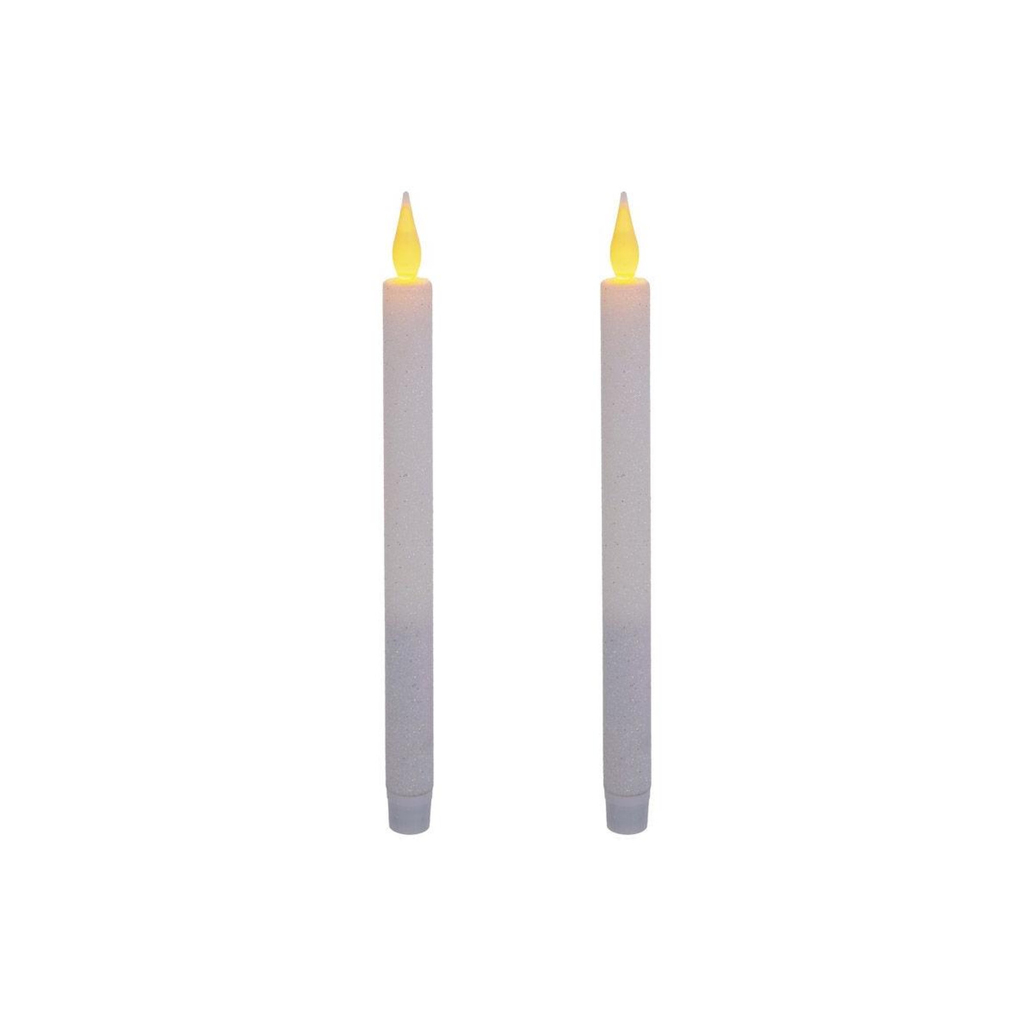 FEERIC LIGHT & CHRISTMAS Lot de 2 Bougies Cierges LED  Colorama  28cm Blanc