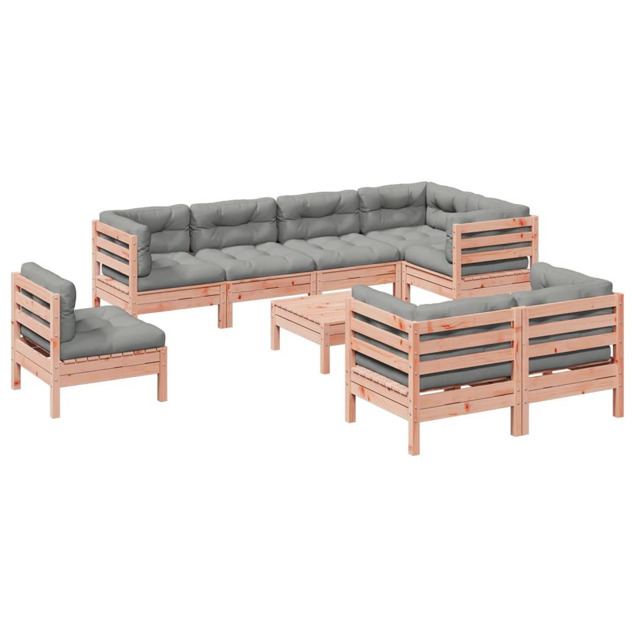 Voir la diapositive 2 : VIDAXL Salon de jardin 9 pcs avec coussins sapin de douglas solide