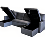 Voir la diapositive 6 : CONCEPT USINE Canapé panoramique convertible avec coffre 4 places en tissu - gris foncé MAHÉ