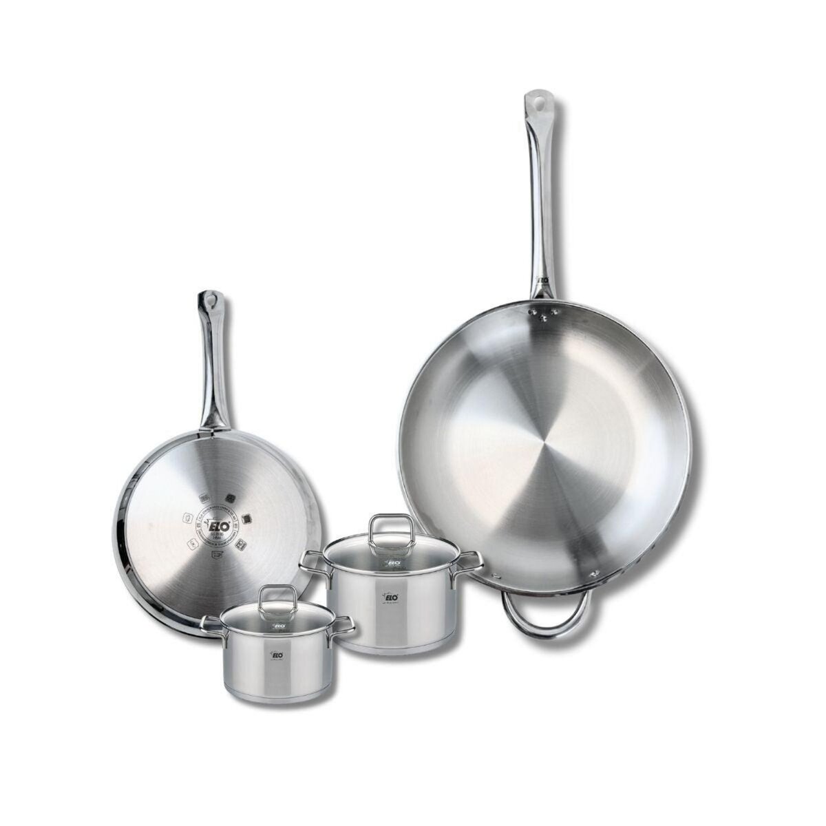 ELO Ensemble de 2 Poêles de cuisson 24 et 32 cm et 2 faitouts 12 et 14 cm Elo Profi Citrin