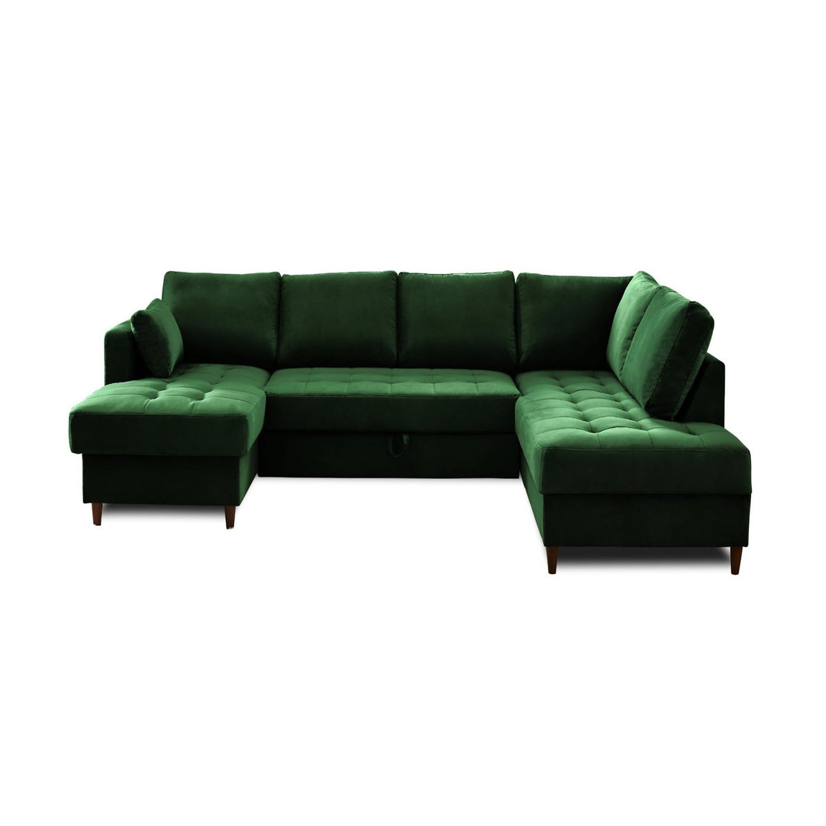LISA DESIGN Anna - canapé panoramique d'angle droit - 7 places - convertible avec coffre - en velours