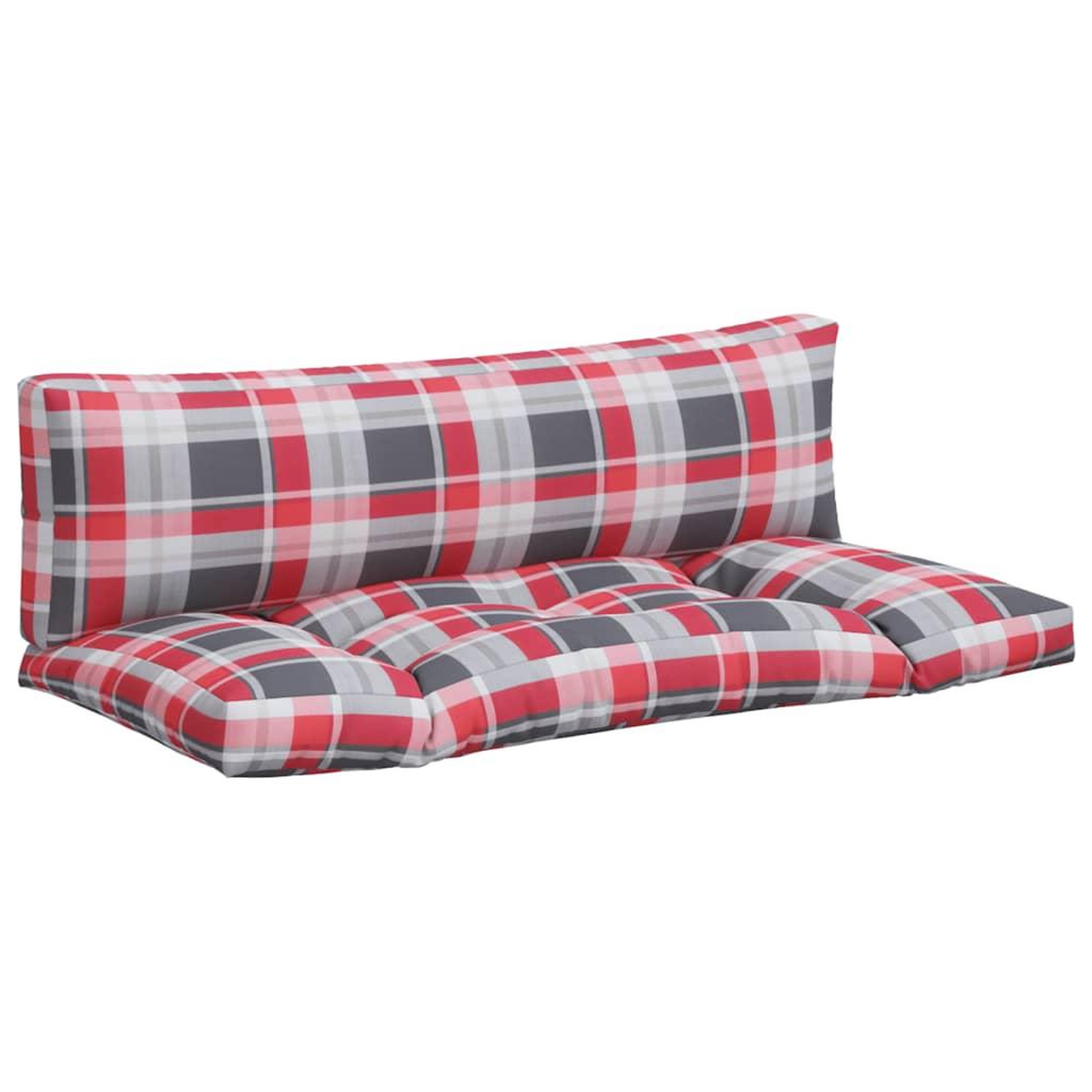 Voir la diapositive 2 : VIDAXL Coussins de palette 2 pcs carreaux rouges tissu