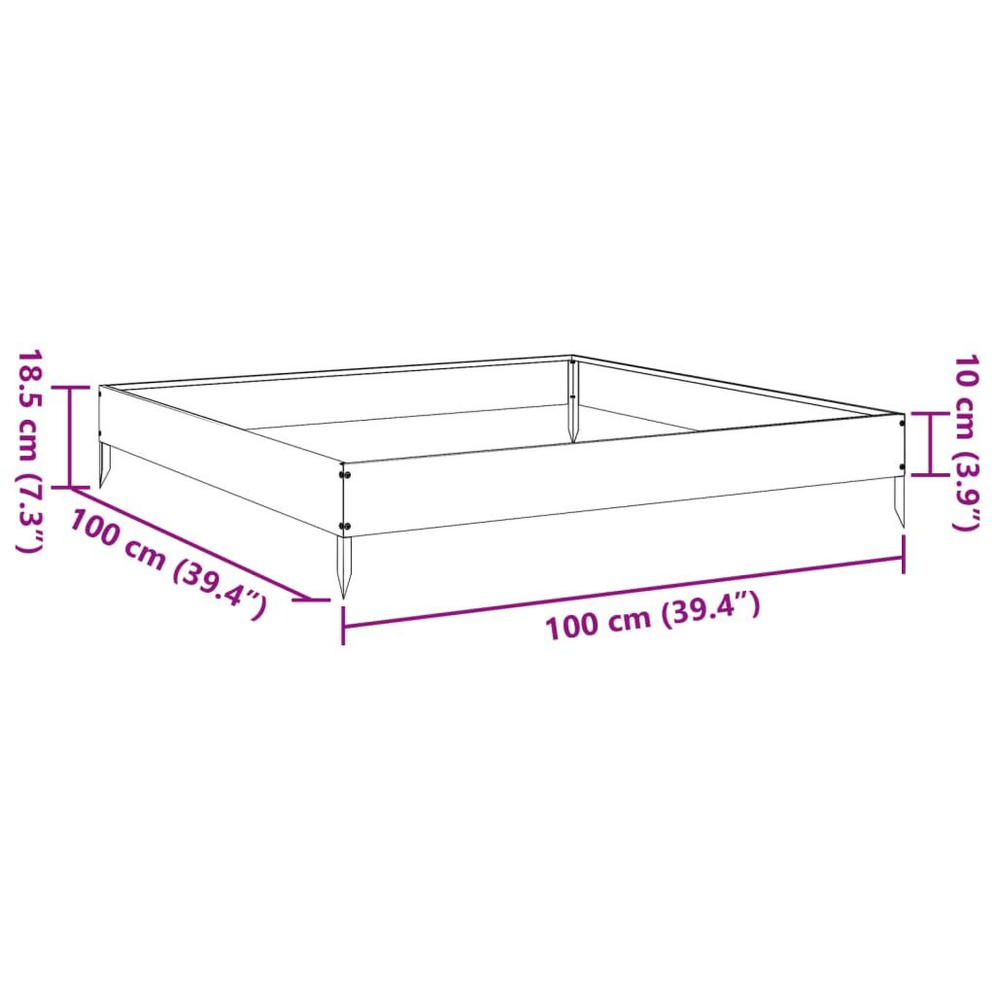 Voir la diapositive 6 : VIDAXL Lit sureleve de jardin 100x100x18,5 cm acier inoxydable