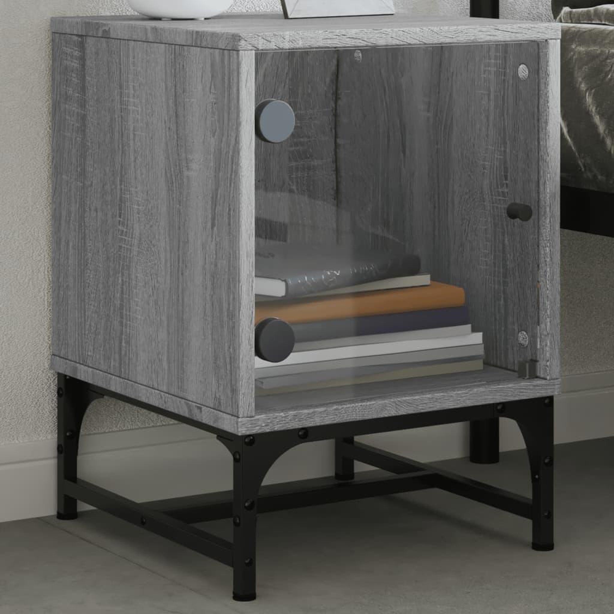 Voir la diapositive 3 : VIDAXL Tables de chevet et portes vitrees 2 pcs sonoma gris 35x37x50cm
