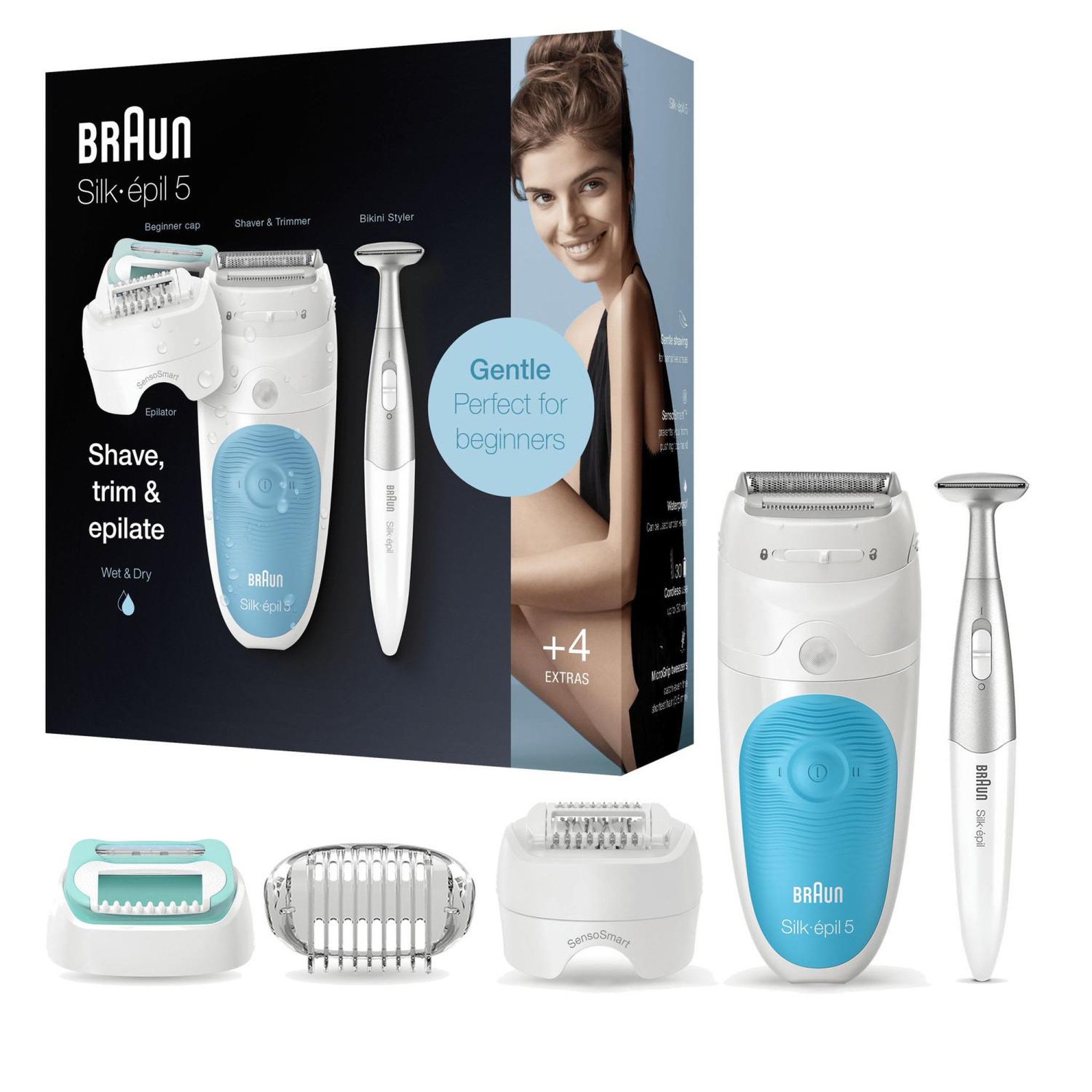 Voir la diapositive 3 : BRAUN Épilateur électrique braun silk-épil 5 wet and dry 5-810 pour femmes, épilation douce