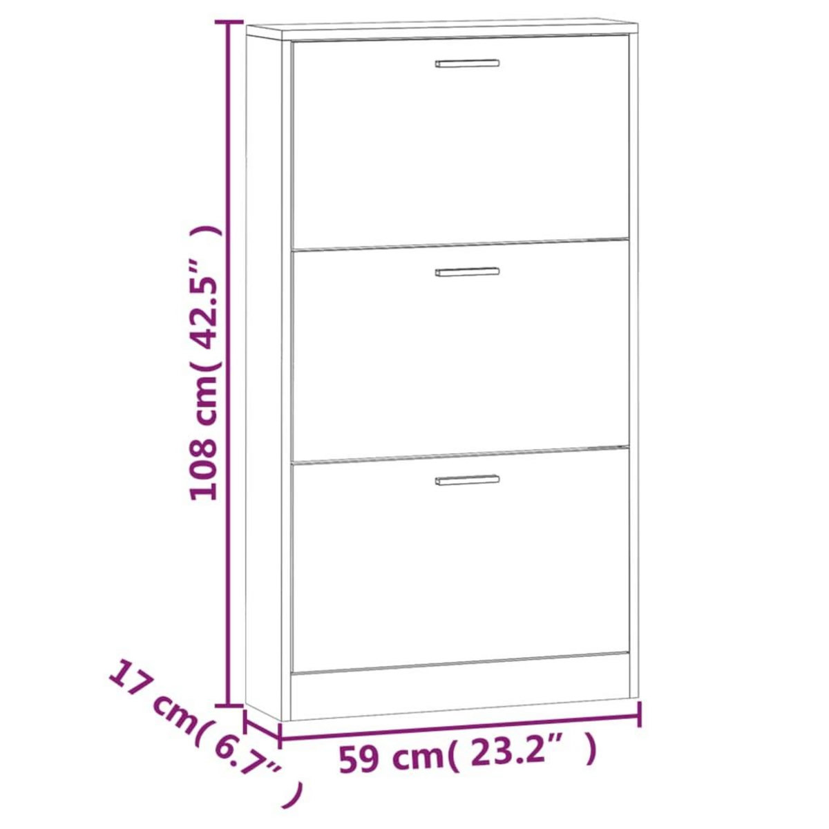 VIDAXL Armoire a chaussures Gris beton 59x17x108 cm Bois d'ingenierie
