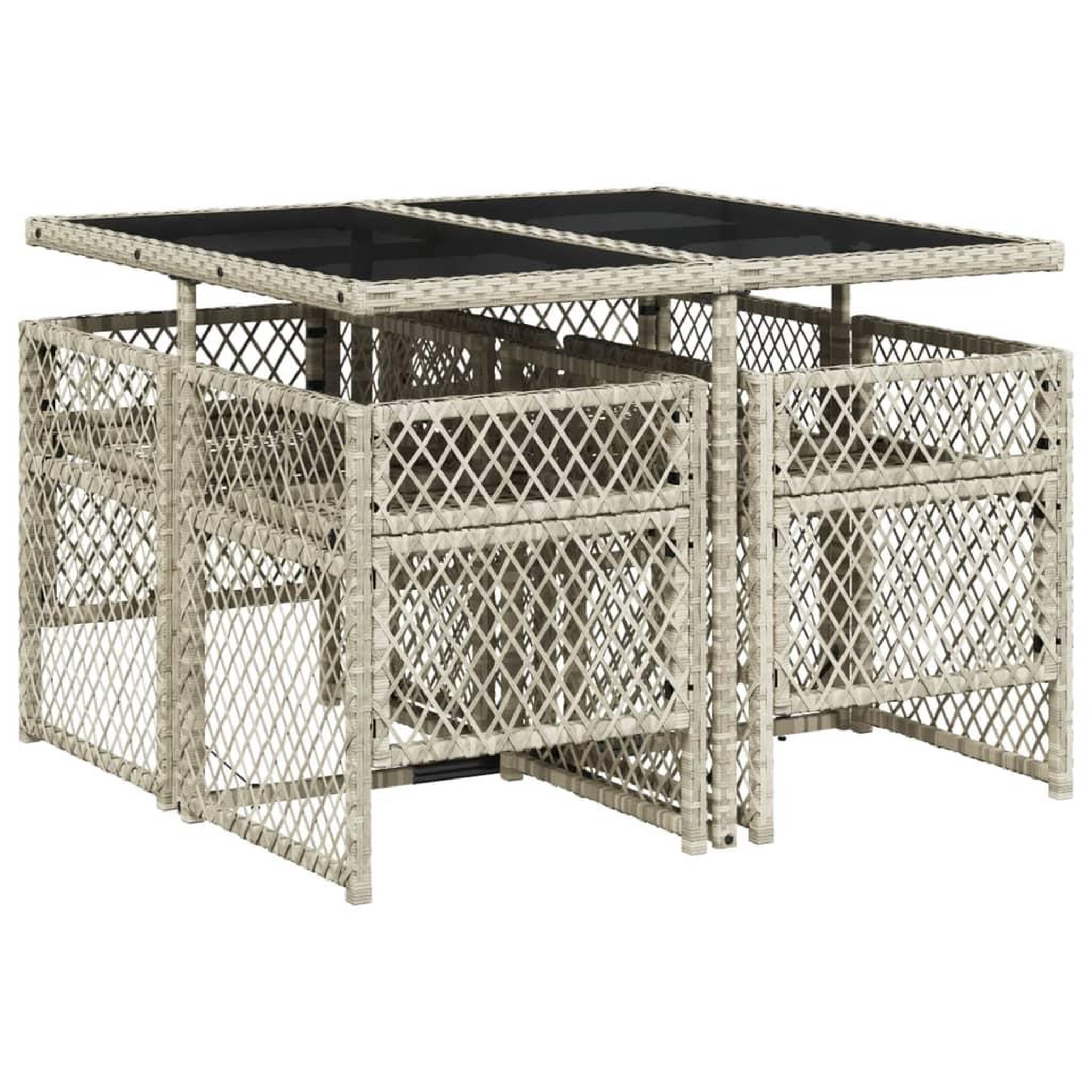 Voir la diapositive 5 : VIDAXL Ensemble a manger de jardin et coussins 5 pcs gris clair rotin