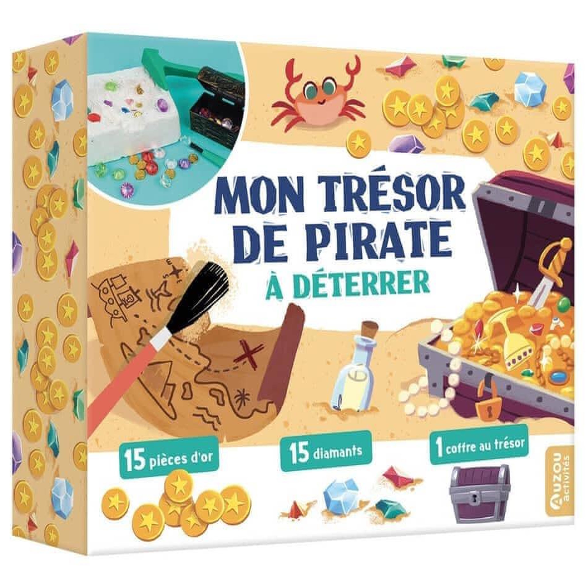 MON TRESOR DE PIRATE A DETERRER. AVEC UN BLOC DE PLATRE, 40 TRESORS, 1 MARTEAU, 1 BURIN, 1 PINCEAU ET 1 COFFRE, Alape Pérez Angie