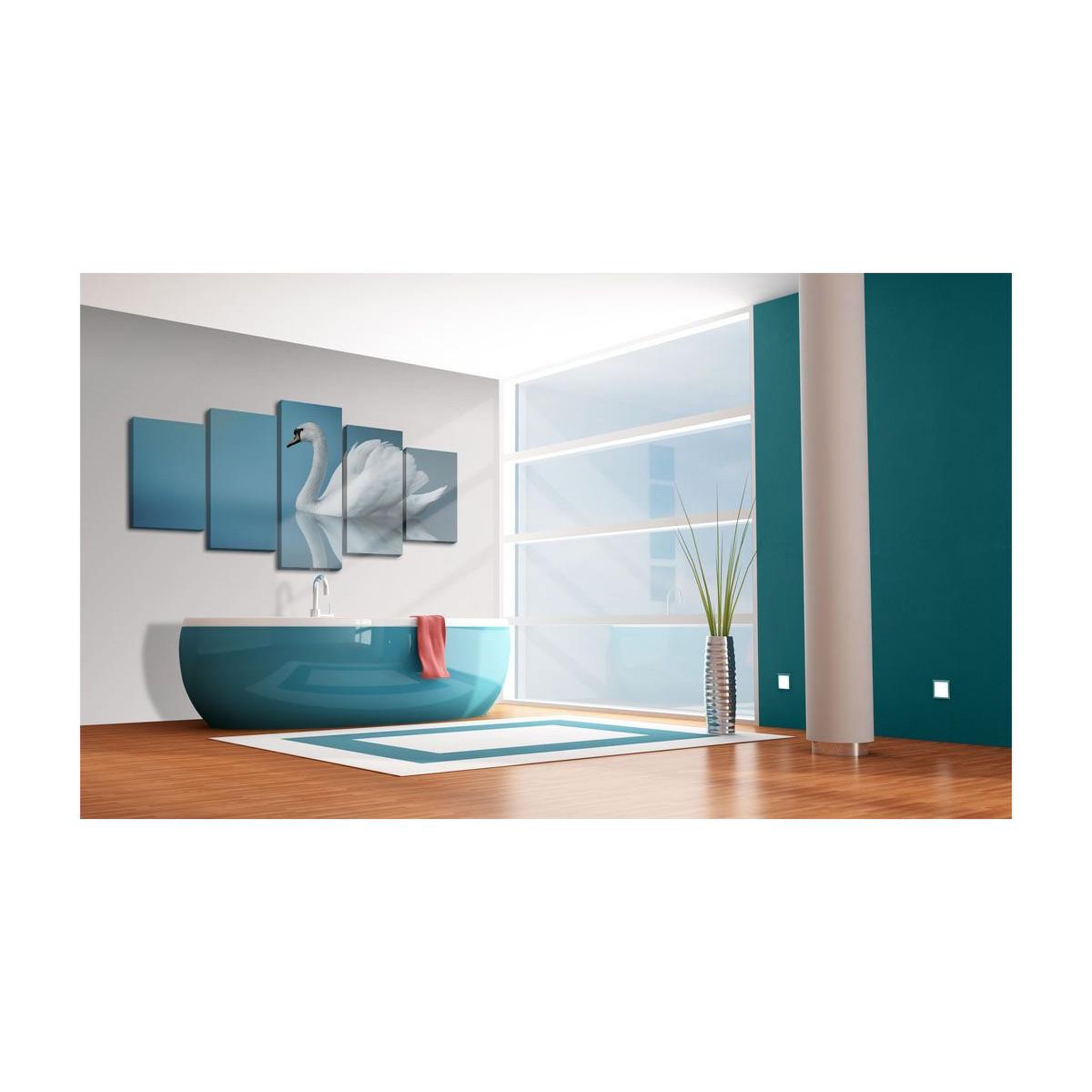Voir la diapositive 2 : Paris Prix Tableau imprimé  cygne sur fond bleu