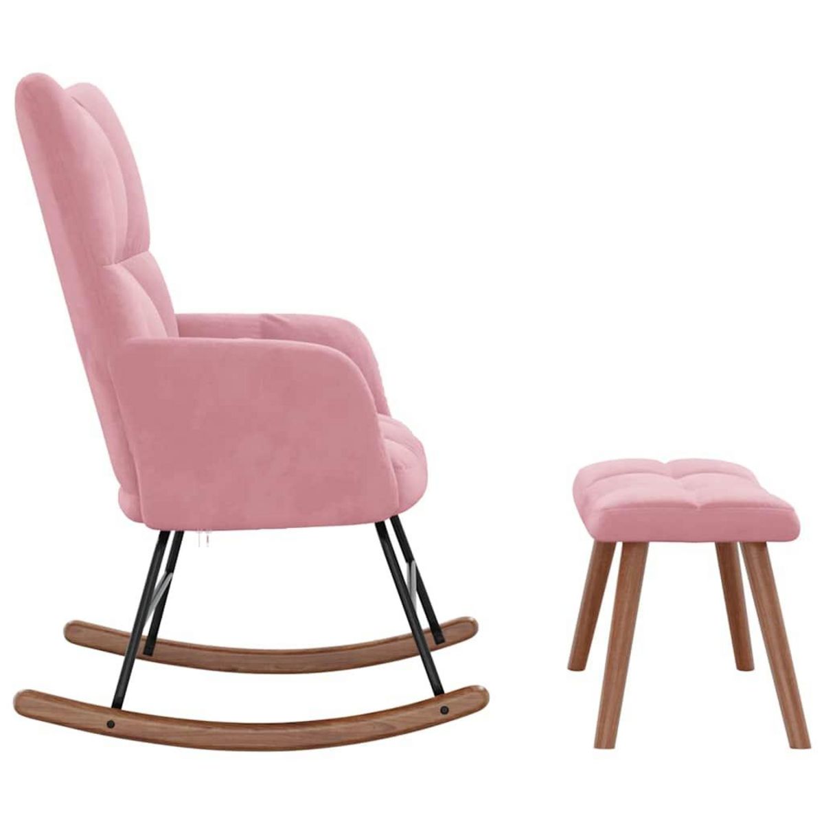 VIDAXL Chaise a bascule avec repose-pied Rose Velours
