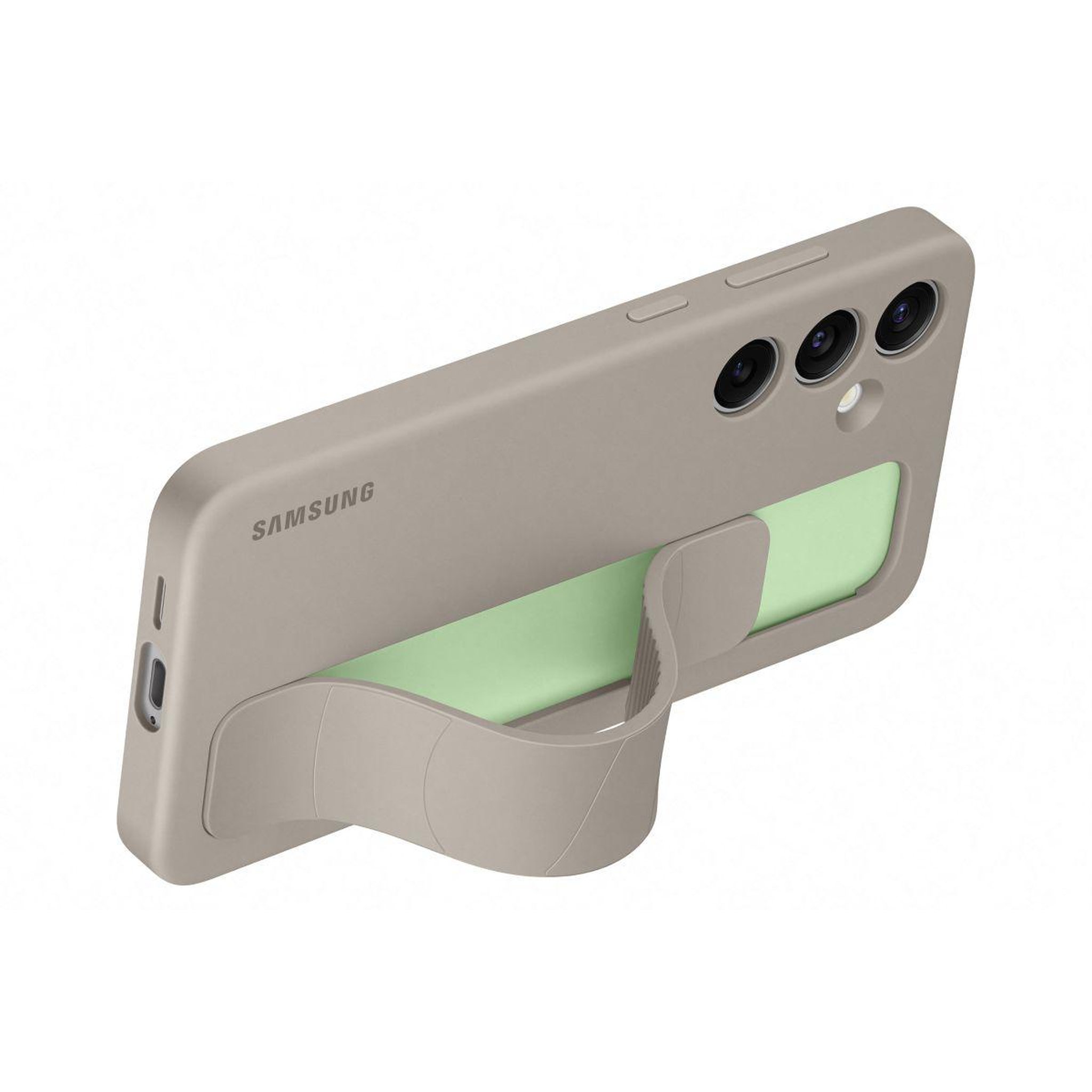 Voir la diapositive 2 : Samsung Coque Samsung S24+ sillicone lanière taupe