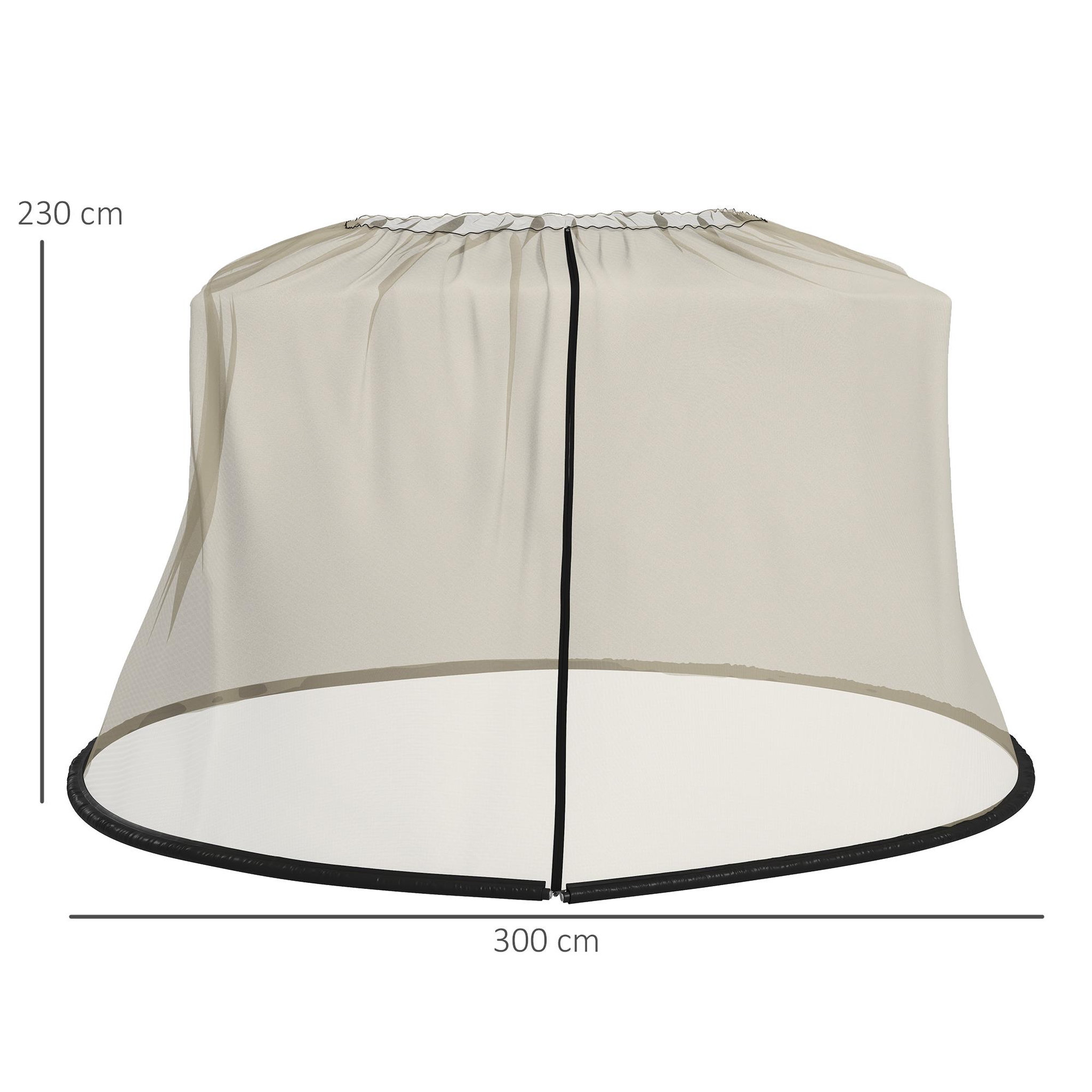 Voir la diapositive 3 : OUTSUNNY Moustiquaire cylindrique pour parasol 3 m diamètre avec fermeture éclair et lestage beige
